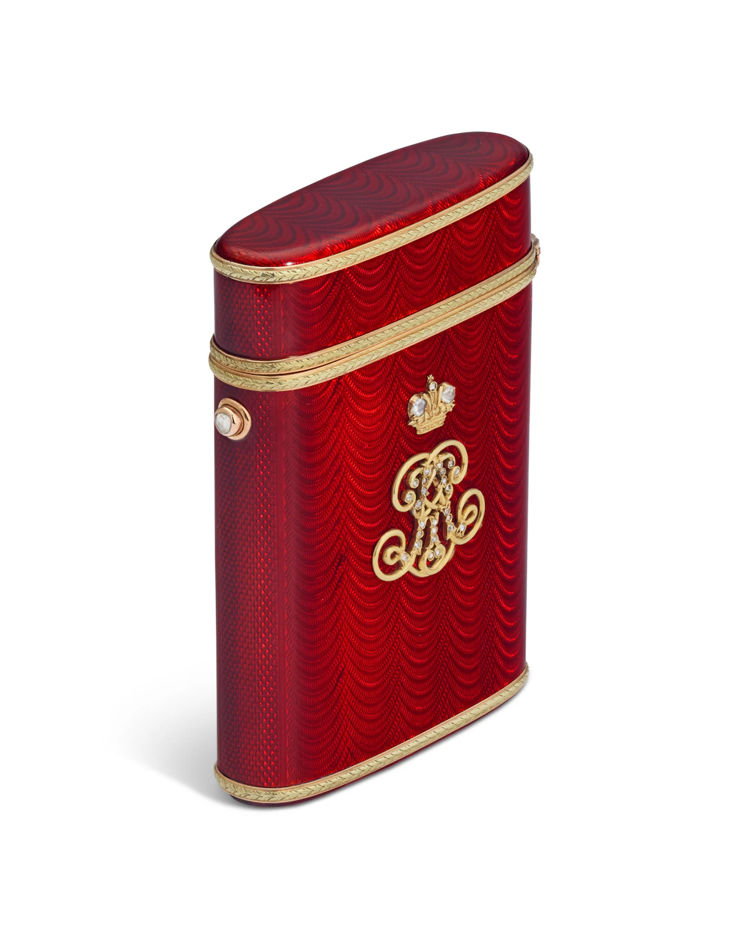 A Jeweled and Guilloché Enamel Gold-Mounted Silver Cigarette Case