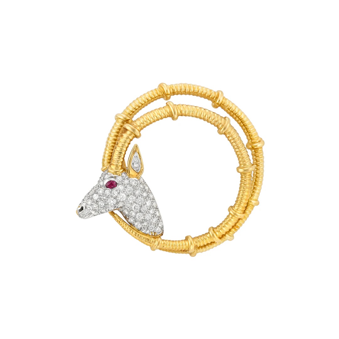 Tiffany & Co., Jean Schlumberger Diamond, Ruby and Gold 'Ibex' Brooch