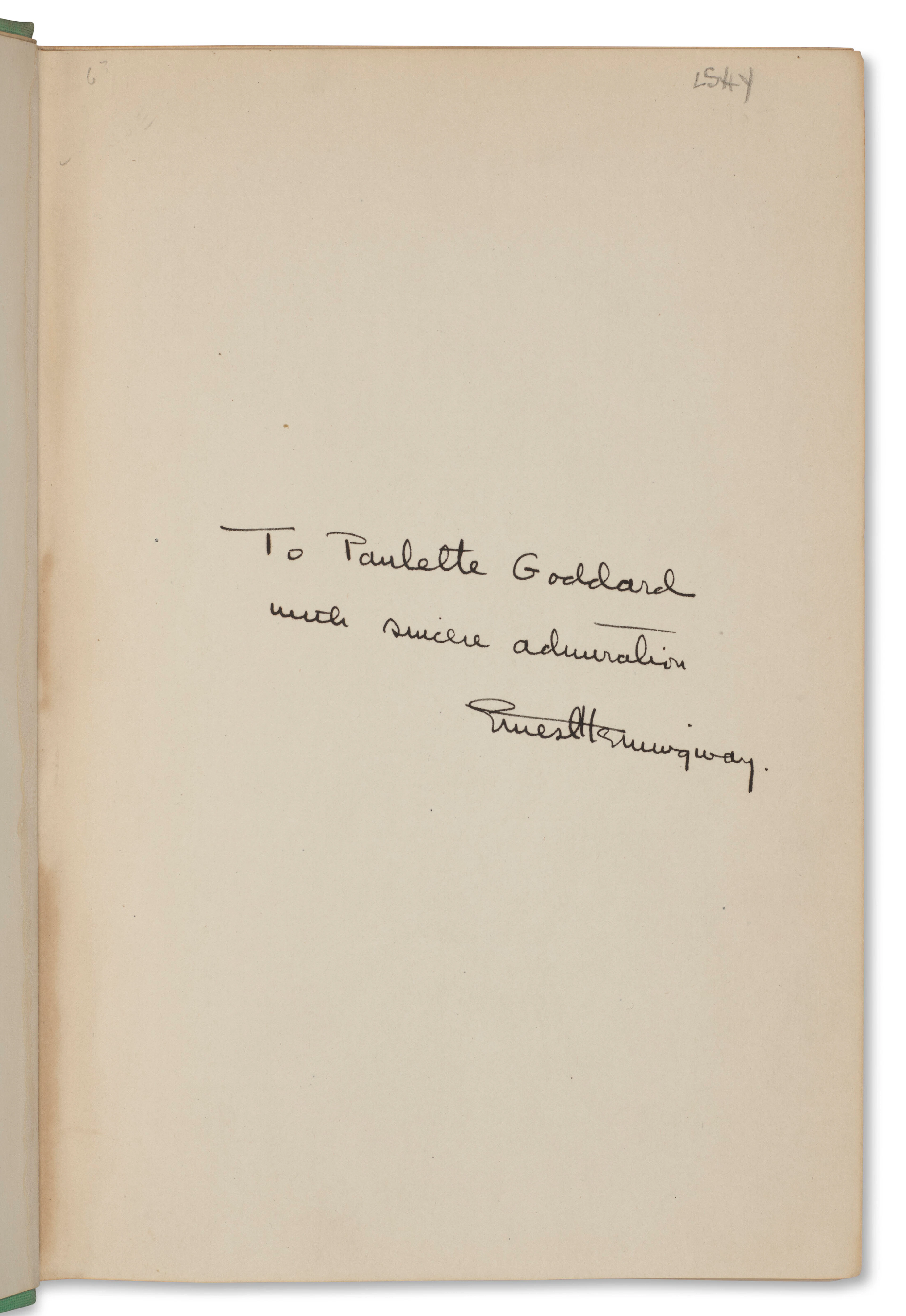 Green Hills of Africa, Inscribed