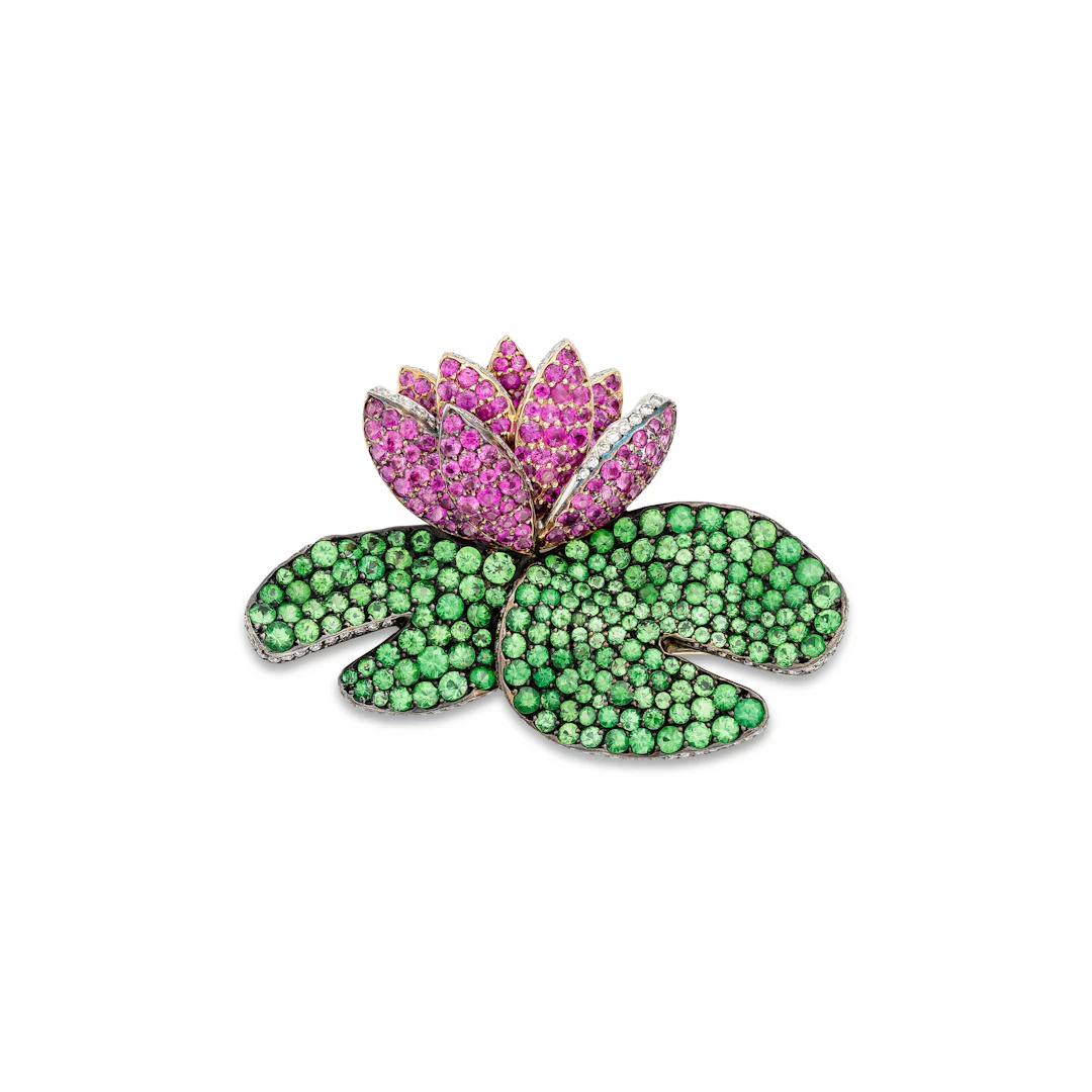 Corentin Quideau by Georland Garnet, Pink Sapphire and Diamond 'Nymphea'
