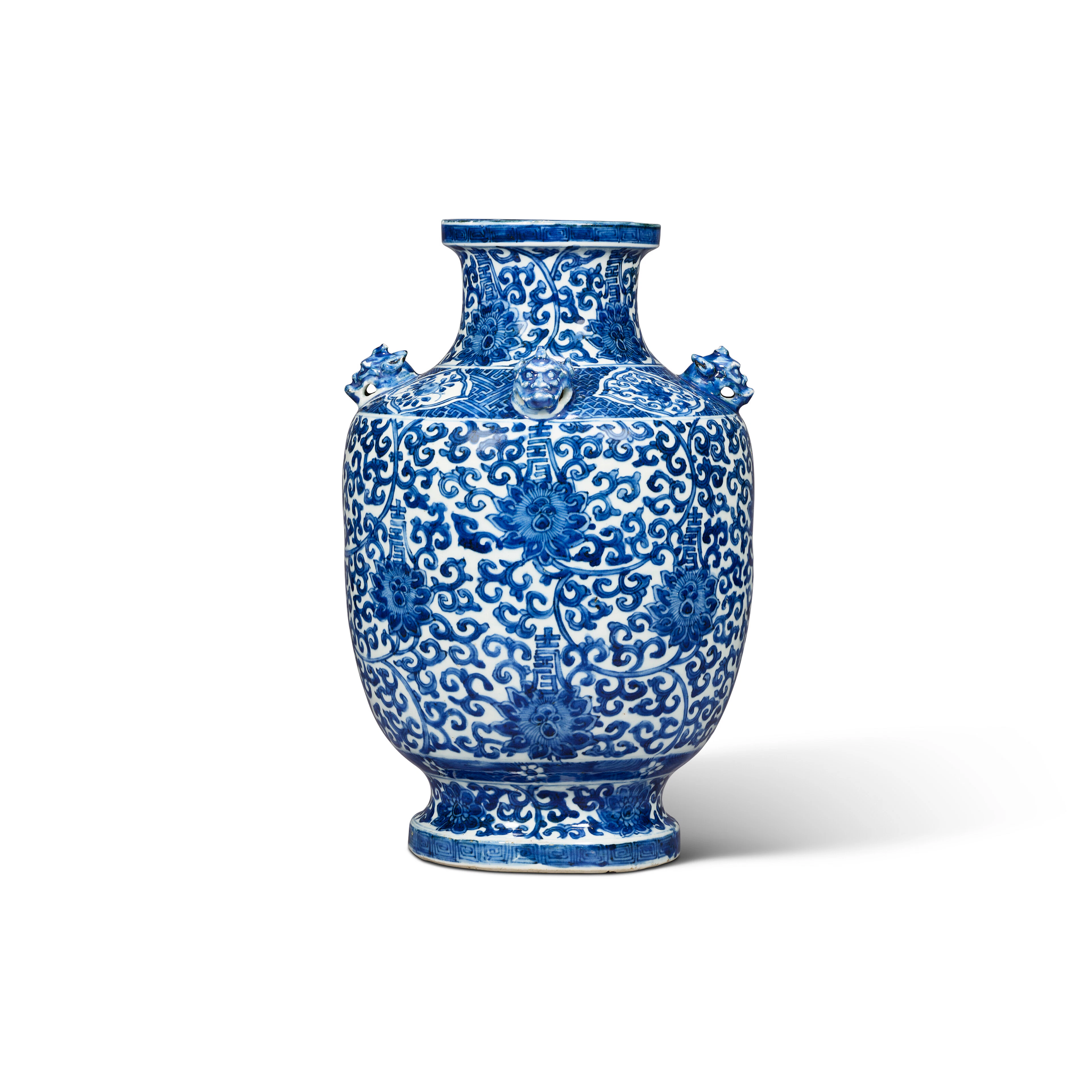 A Rare Blue and White 'Lotus Scroll' Vase, Zun