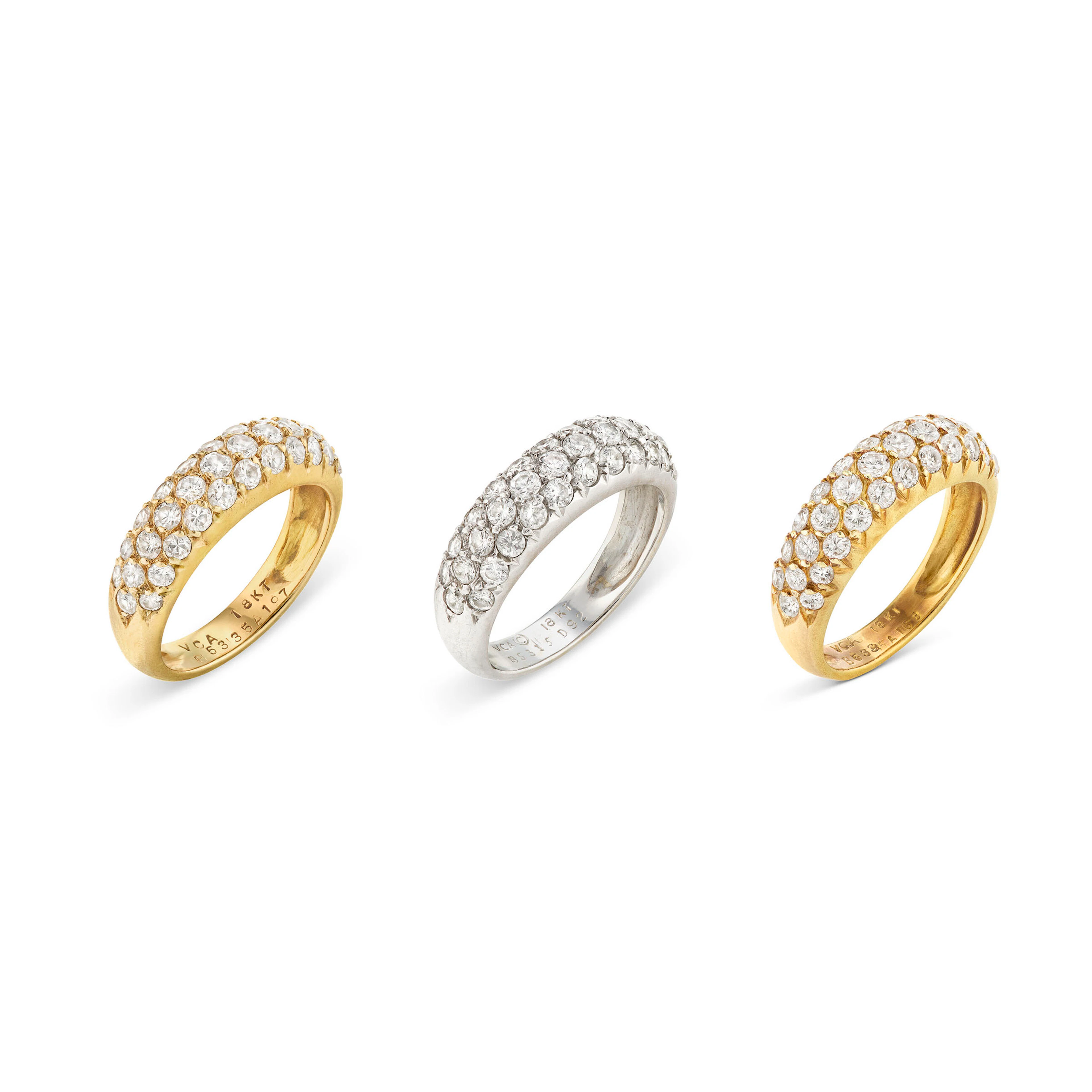 Van Cleef & Arpels Three Tri-Color Gold and Diamond 'Eve' Rings