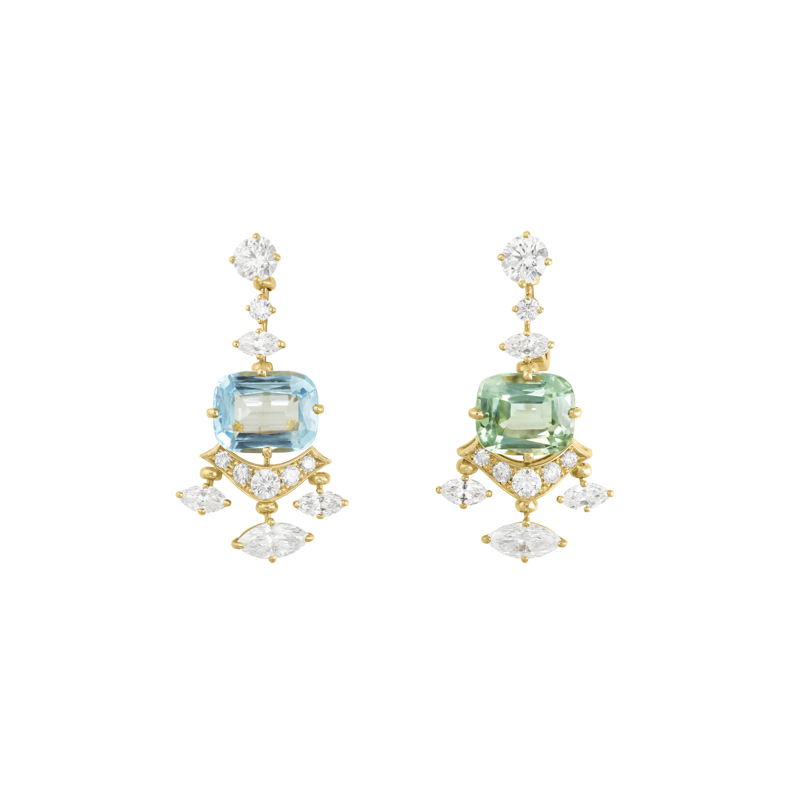 Bulgari Aquamarine, Tourmaline and Diamond Earrings