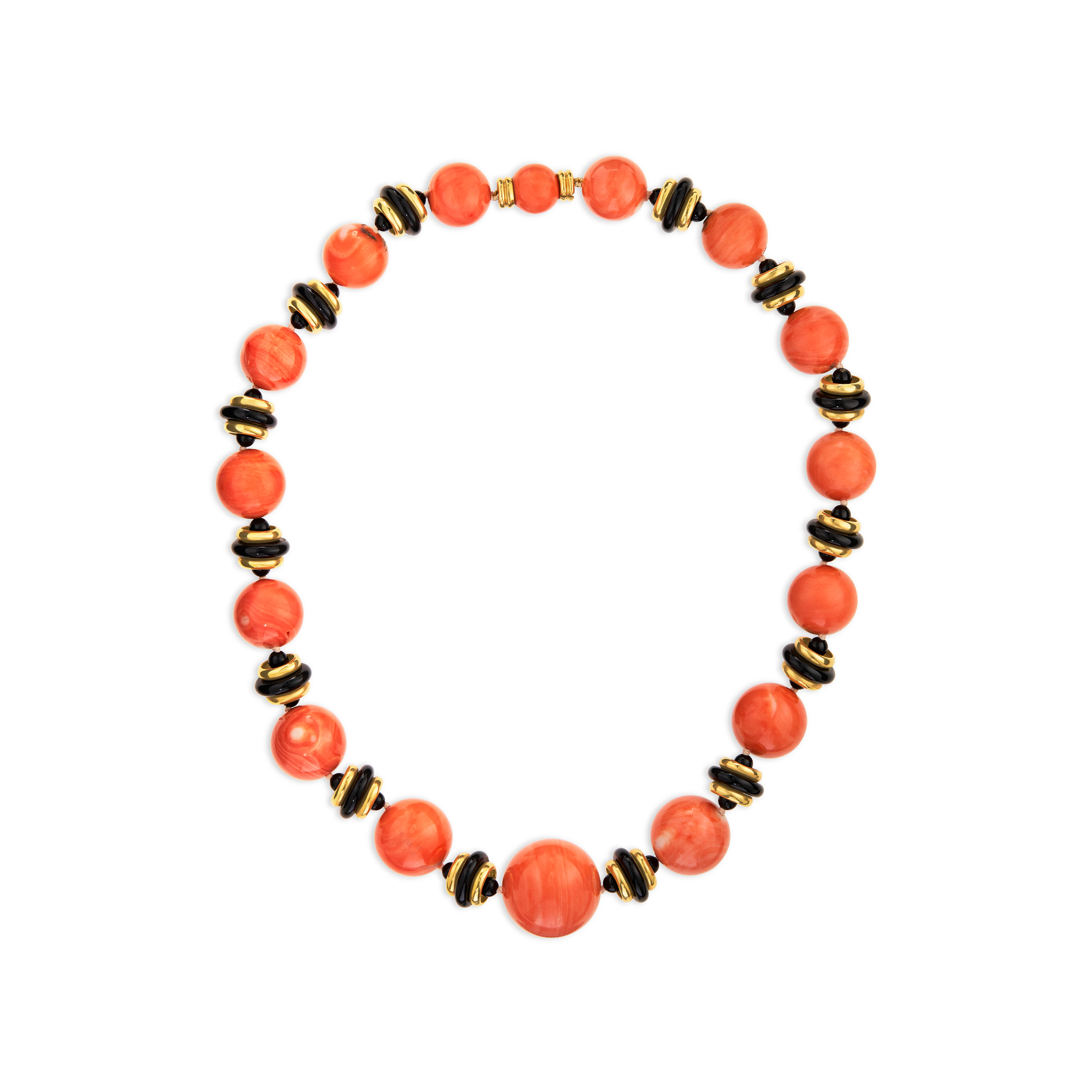 Trianon Coral and Onyx Necklace