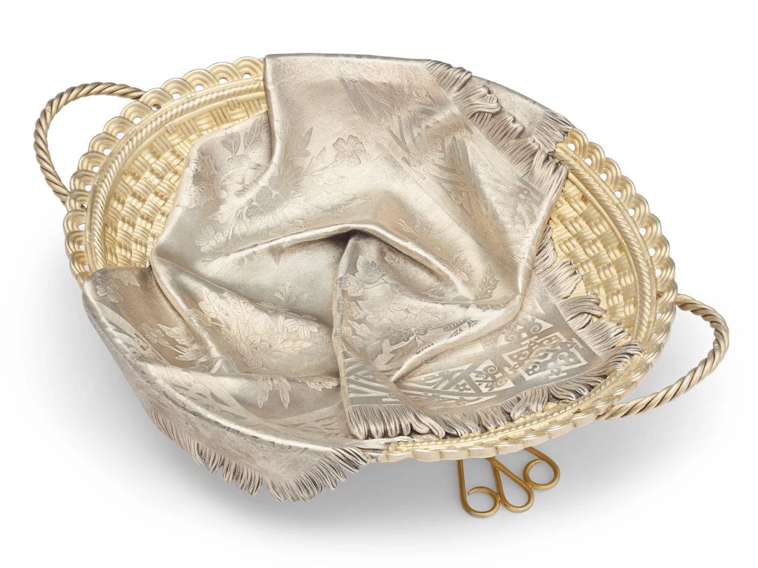 A Russian Parcel-Gilt Silver Trompe L'oeil Basket