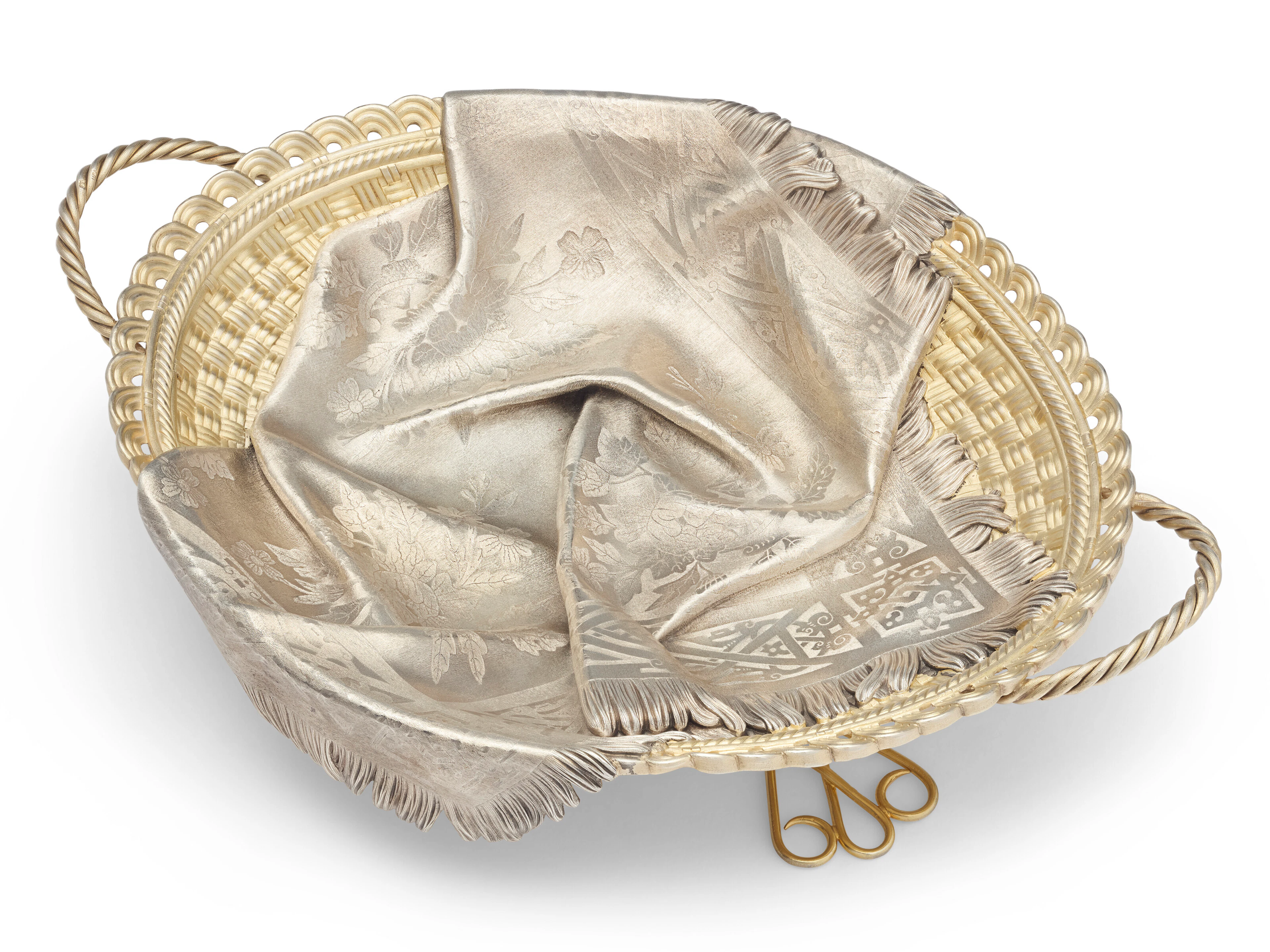 A Russian Parcel-Gilt Silver Trompe L'oeil Basket