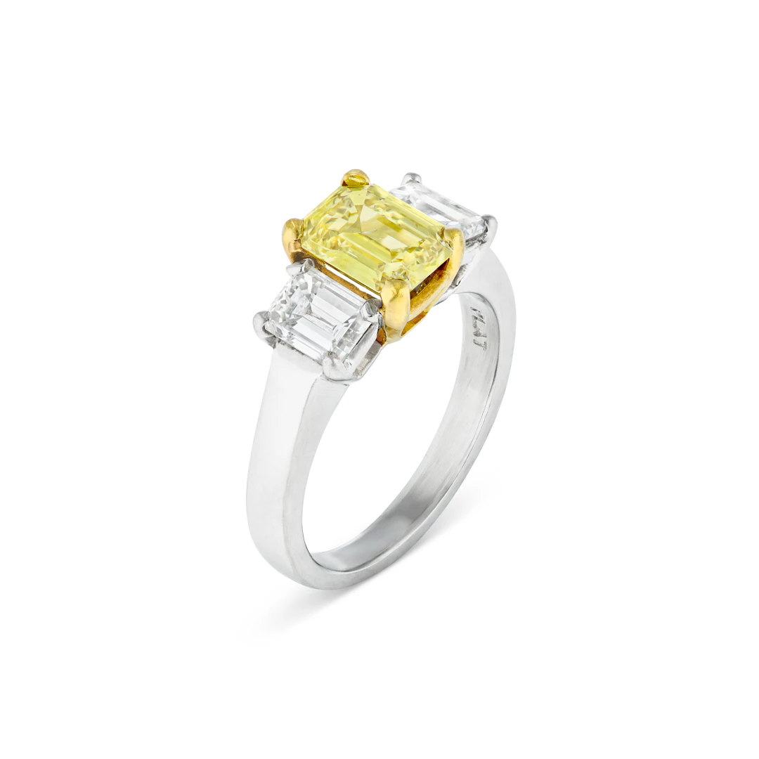 Colored Diamond and Diamond Ring