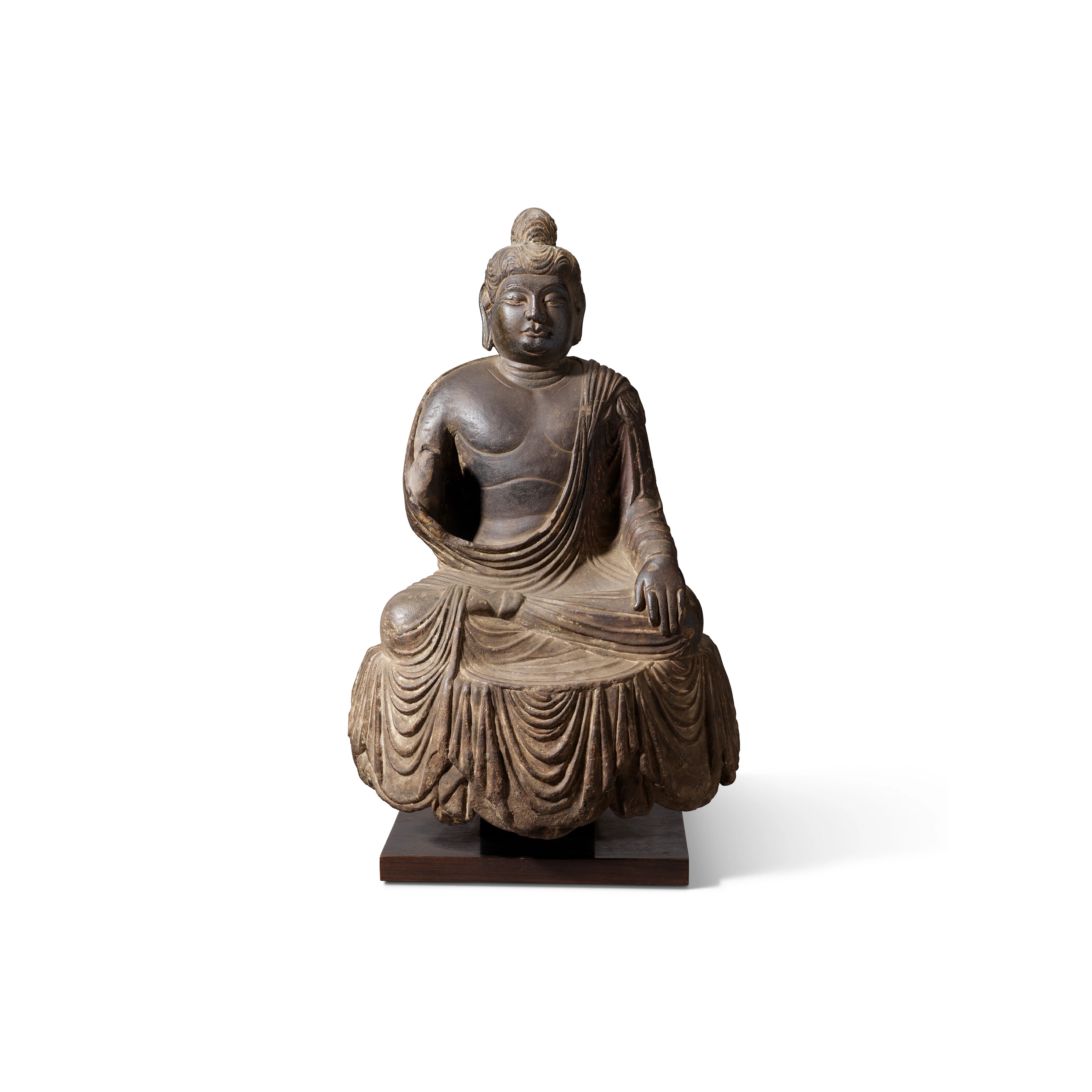 A Large Finely Carved Limestone Figure of Shakyamuni Buddha
