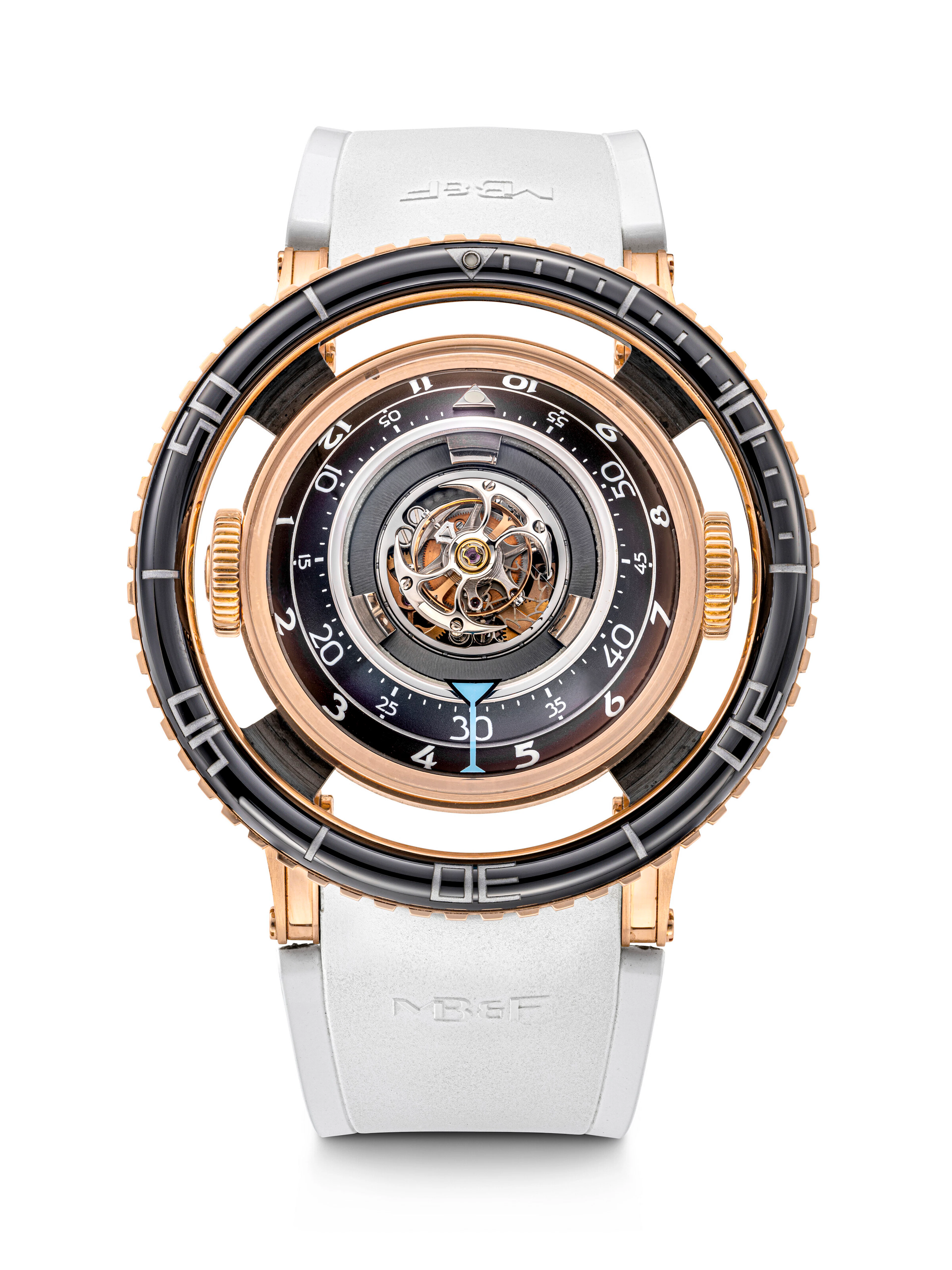 MB&F. A RARE AND UNUSUAL 18K PINK GOLD AND BLACK ENAMEL LIMITED EDITION