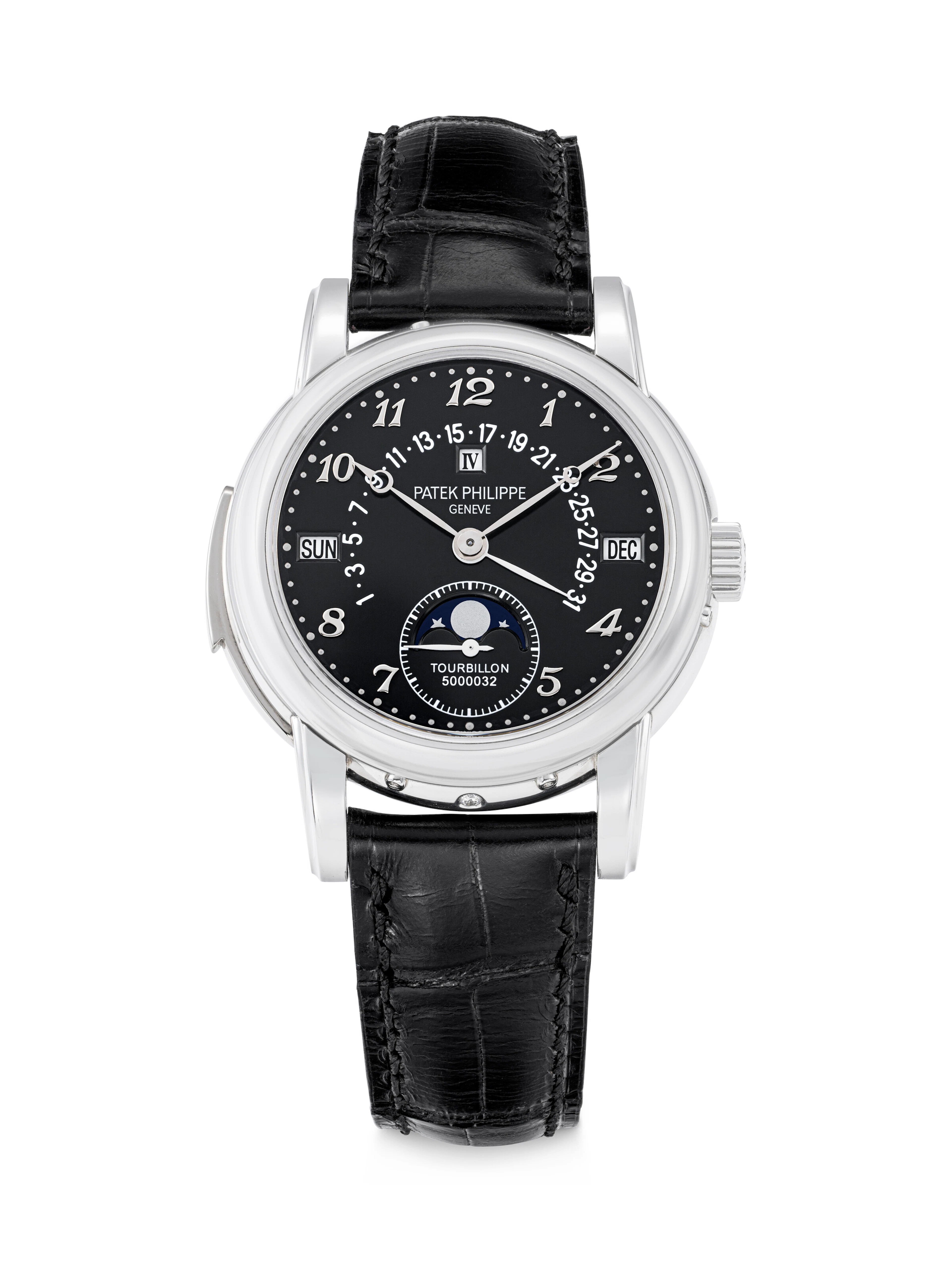 PATEK PHILIPPE. AN EXTREMELY RARE PLATINUM MINUTE REPEATING PERPETUAL