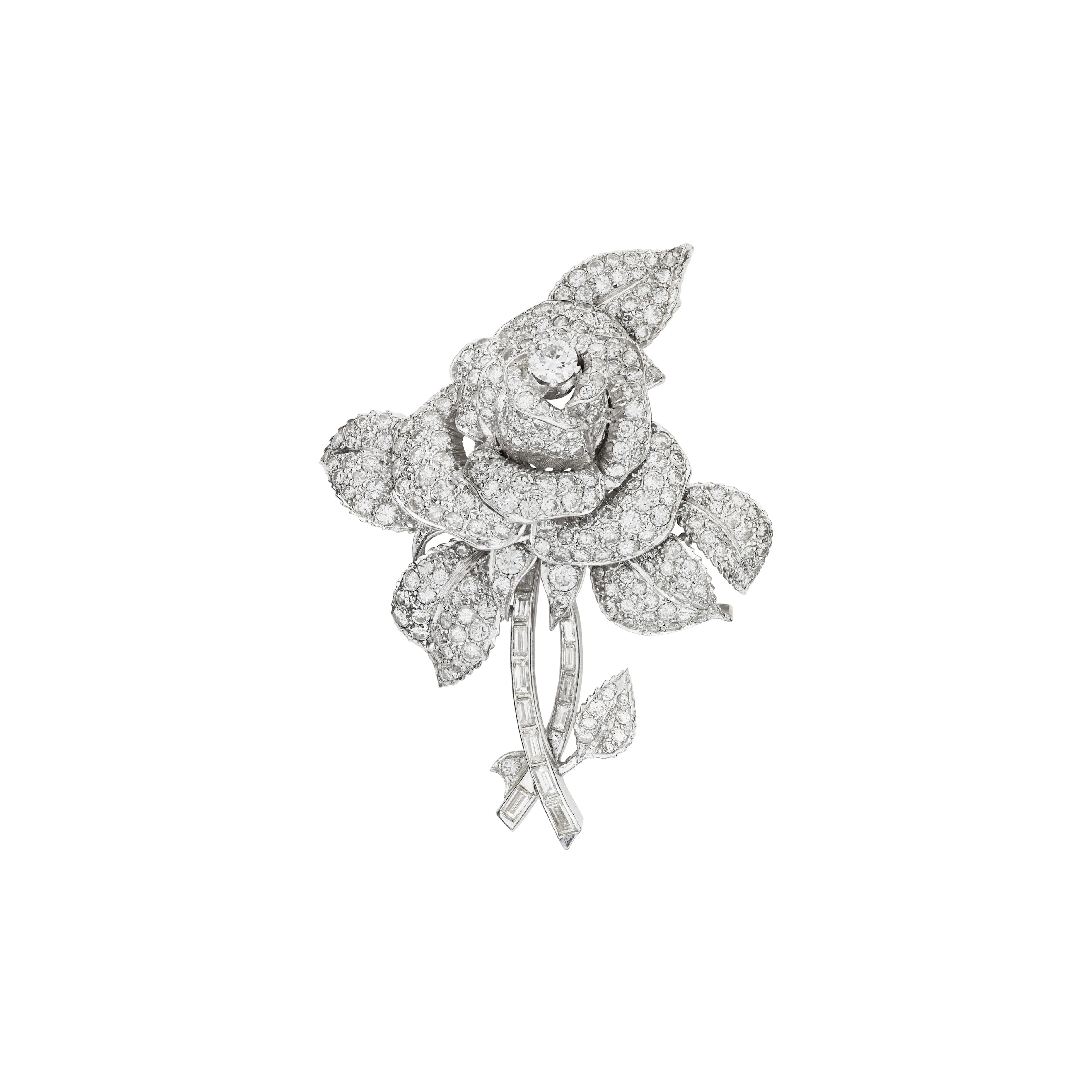Diamond Flower Brooch