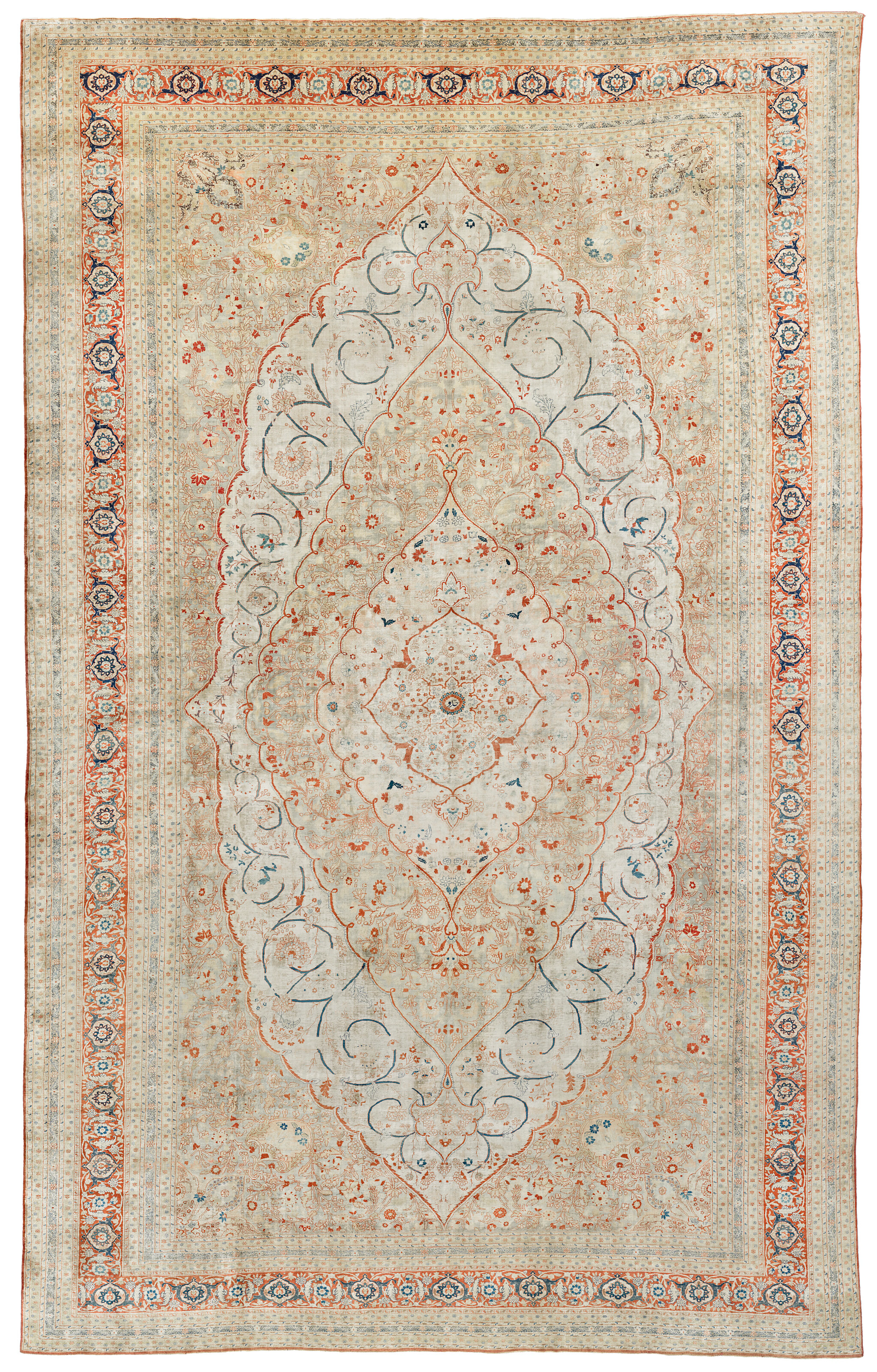 An Impressive Large Silk Tabriz Carpet
