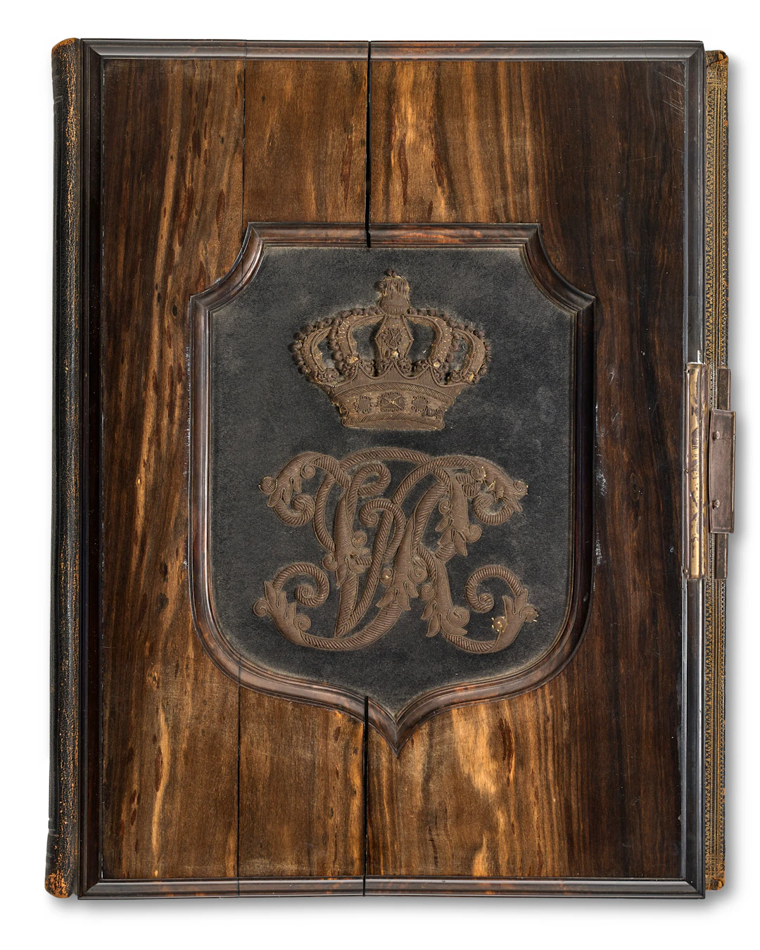 A Royal Mid-Victorian Ebony, Leather, and Silver-Bound Photograph Album