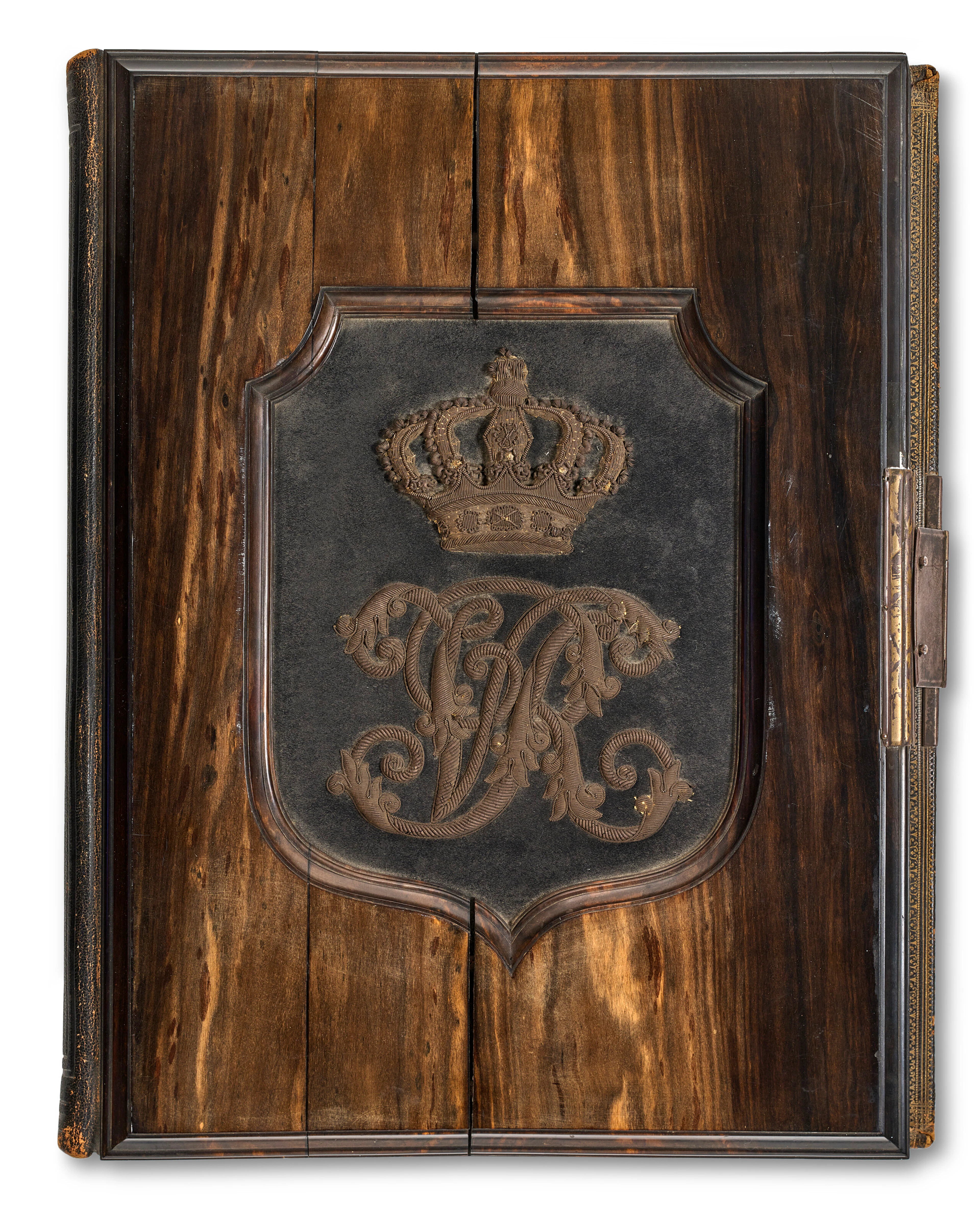 A Royal Mid-Victorian Ebony, Leather, and Silver-Bound Photograph Album