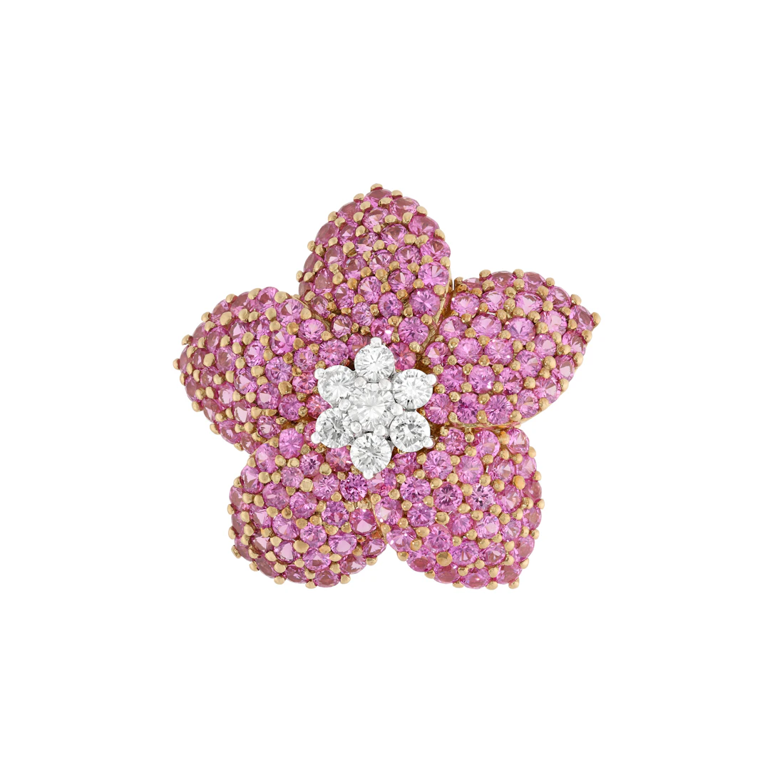 Kessaris Coloured Sapphire and Diamond Flower Brooch
