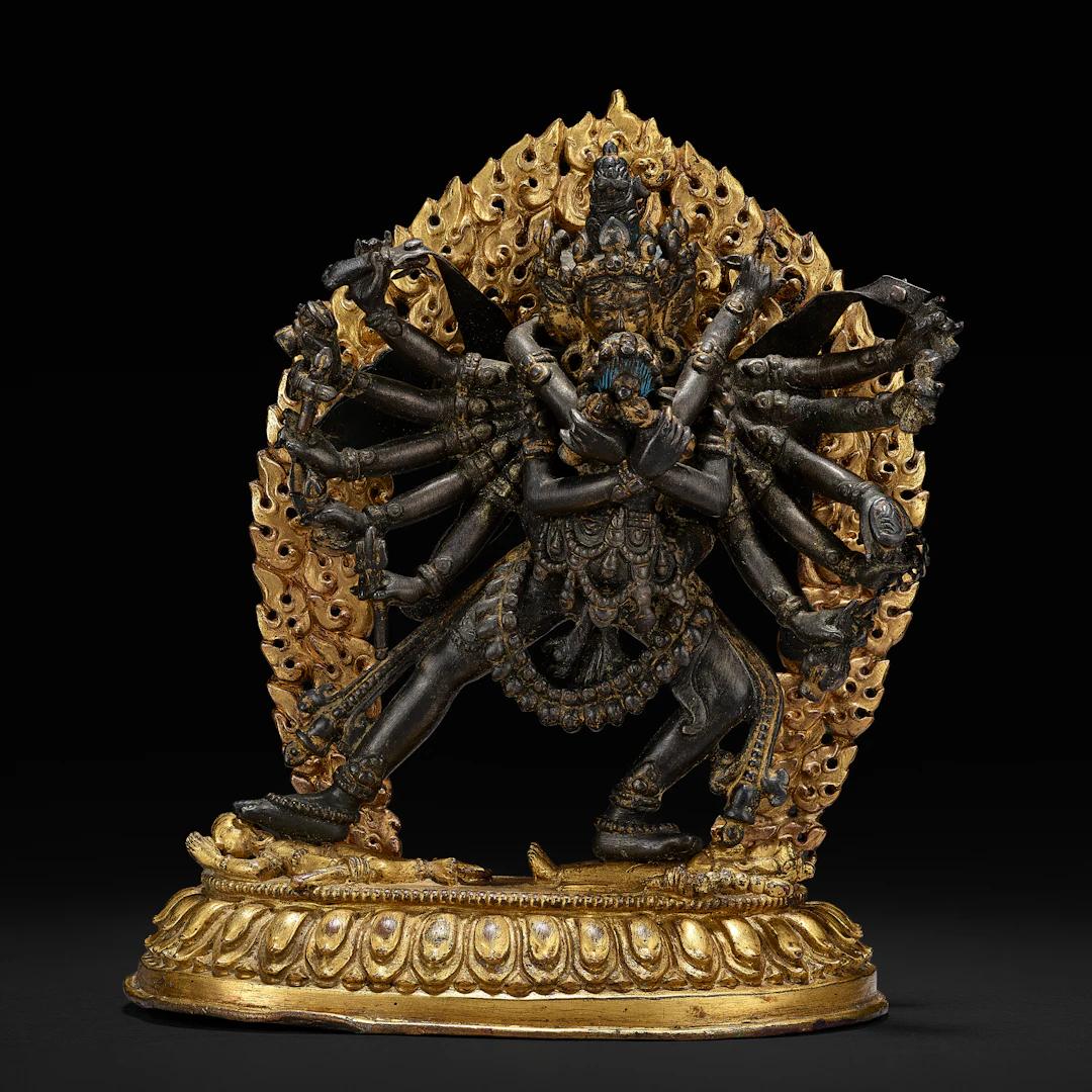 A Purple Gold and Gilt Copper Alloy Figure of Chakrasamvara