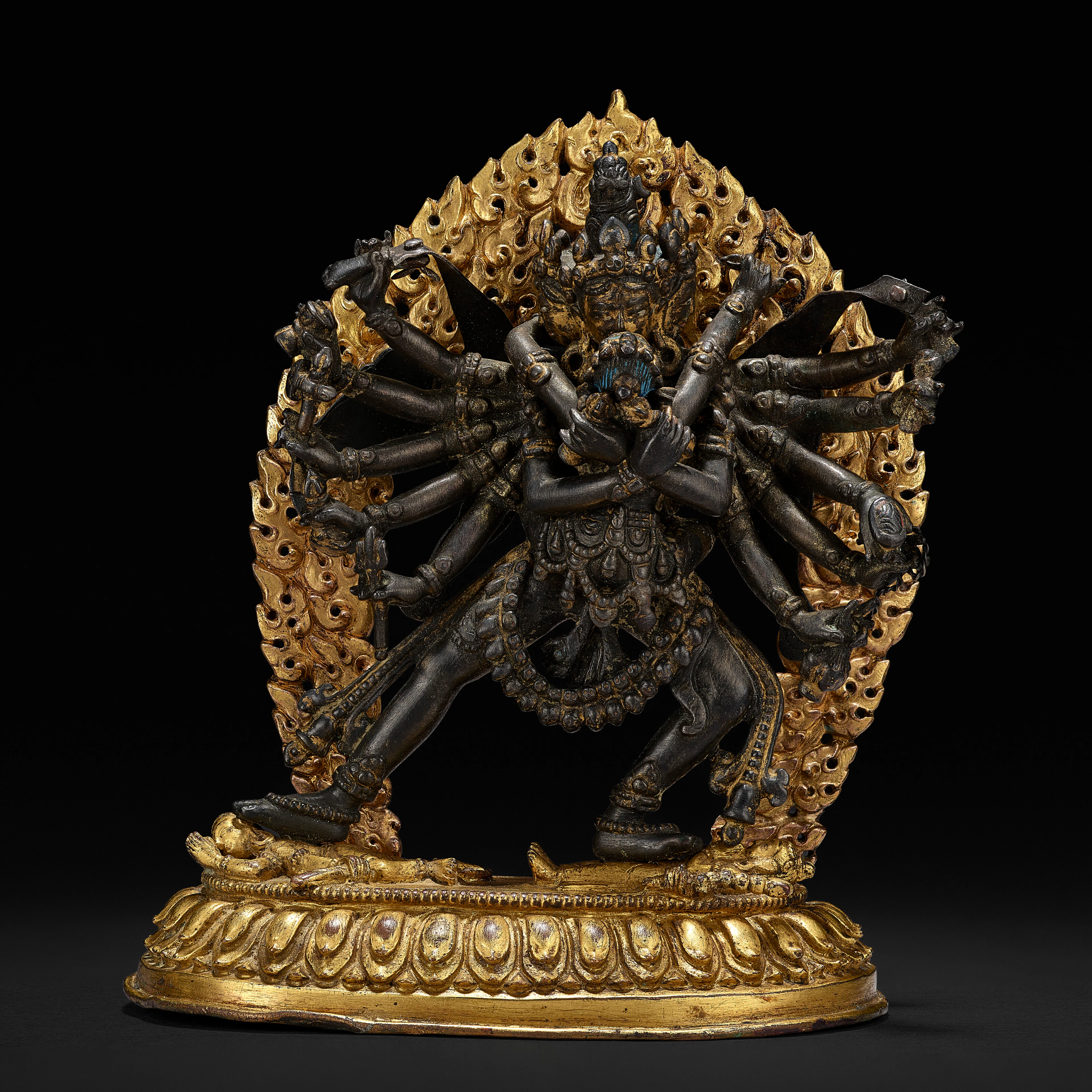 A Purple Gold and Gilt Copper Alloy Figure of Chakrasamvara