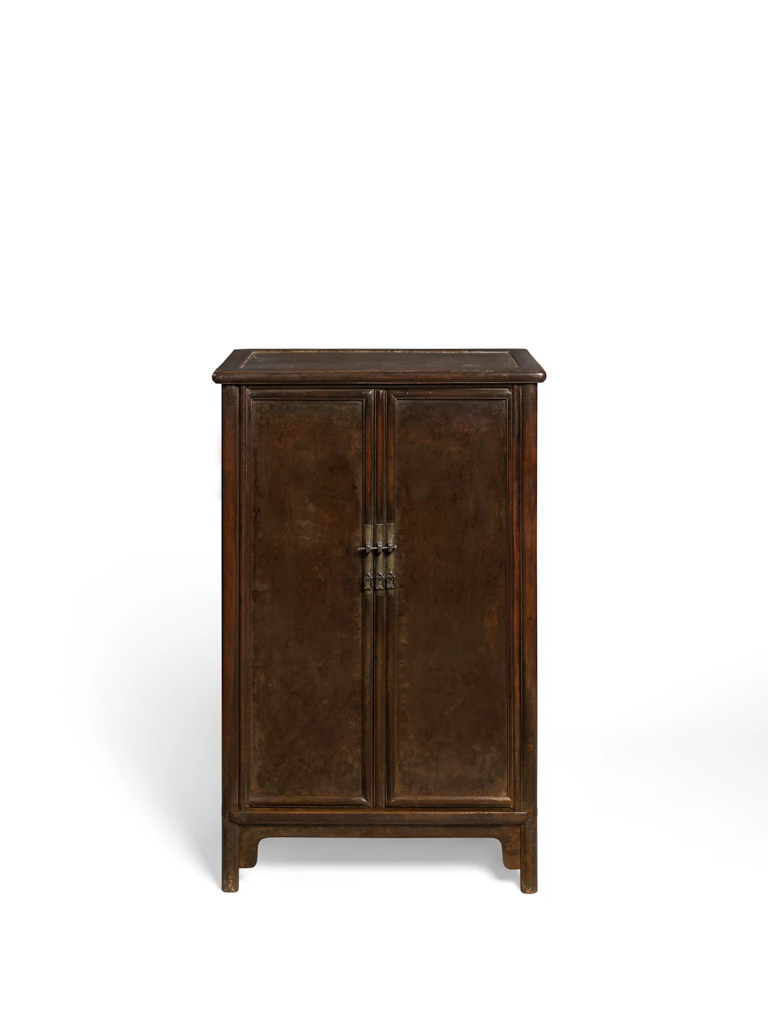 A Rare Huamu Burl and Huanghuali Sloping-Stile Cabinet