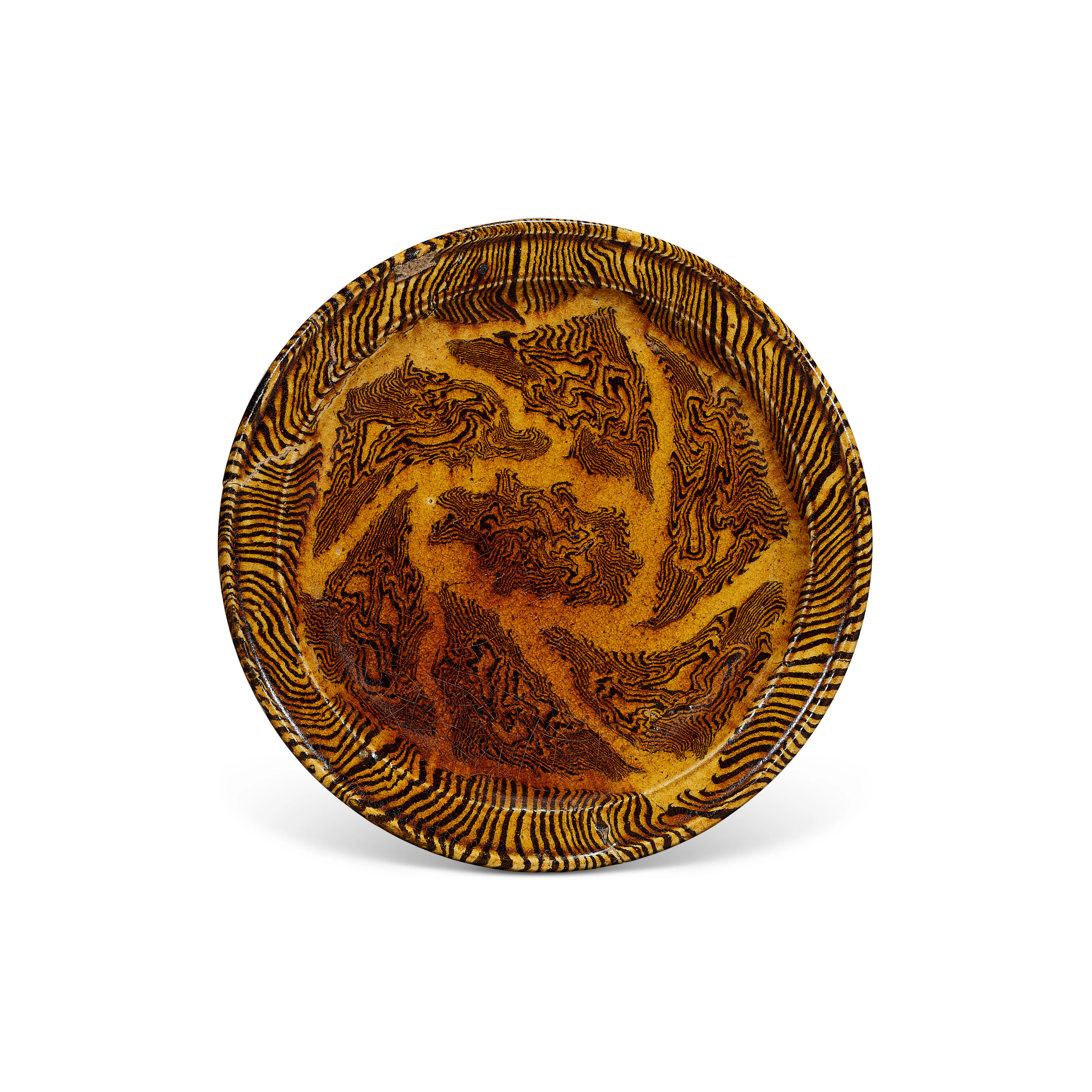 A Rare Marbled Amber-Glazed Tripod Dish
