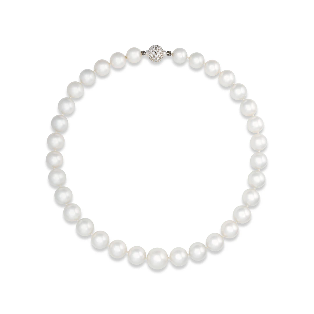 Cultured Pearl and Diamond Necklace