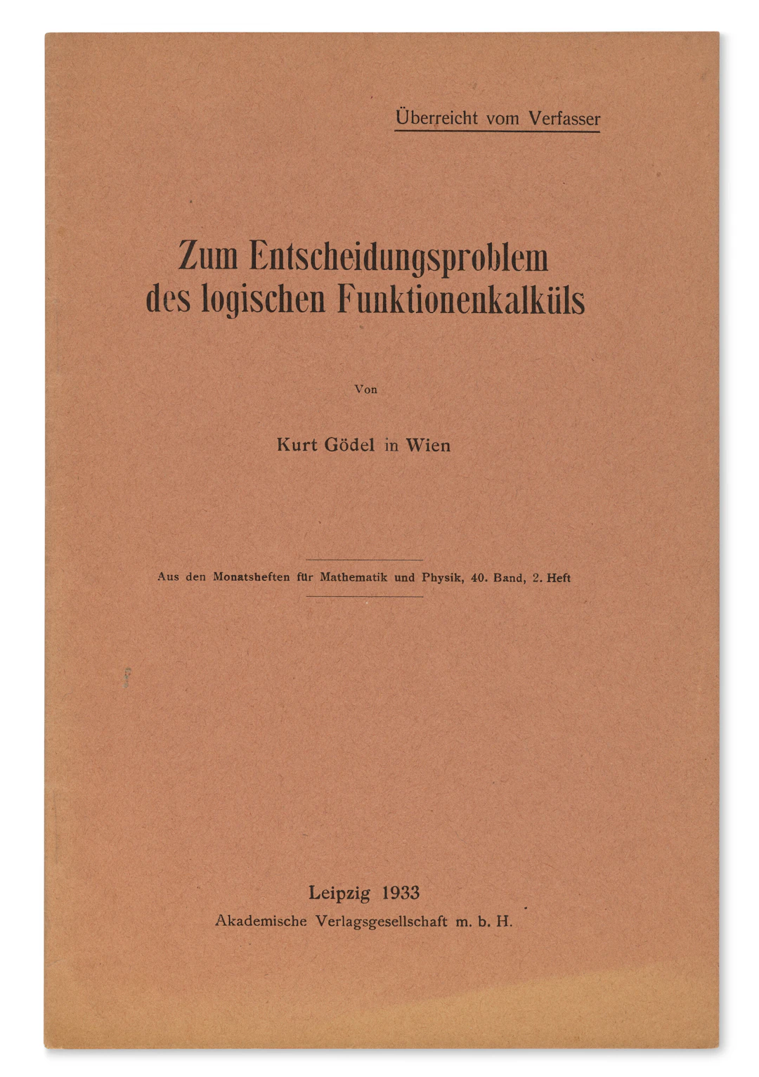 "Zum Entscheidungsproblem Des Logischen Funktionenkalküls"
