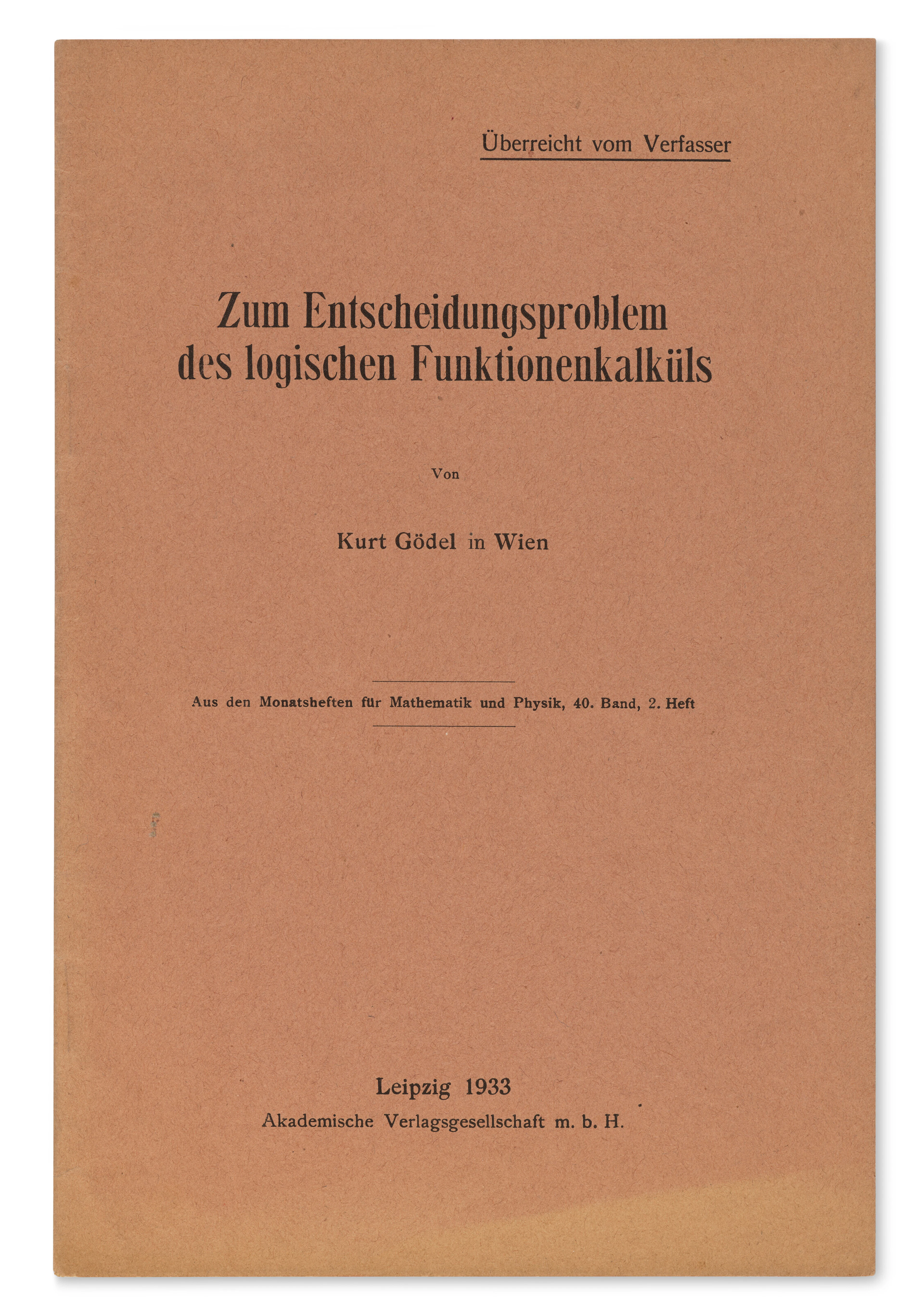 "Zum Entscheidungsproblem Des Logischen Funktionenkalküls"