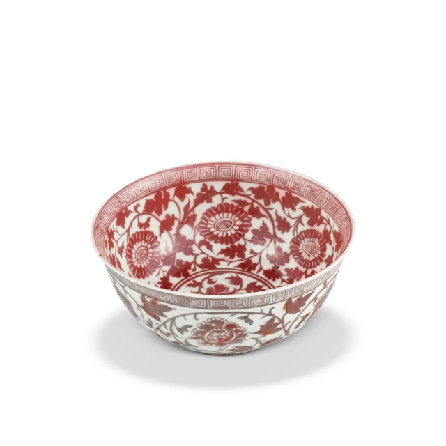 A Very Rare Copper-Red-Decorated ‘Peony and Chrysanthemum’ Bowl