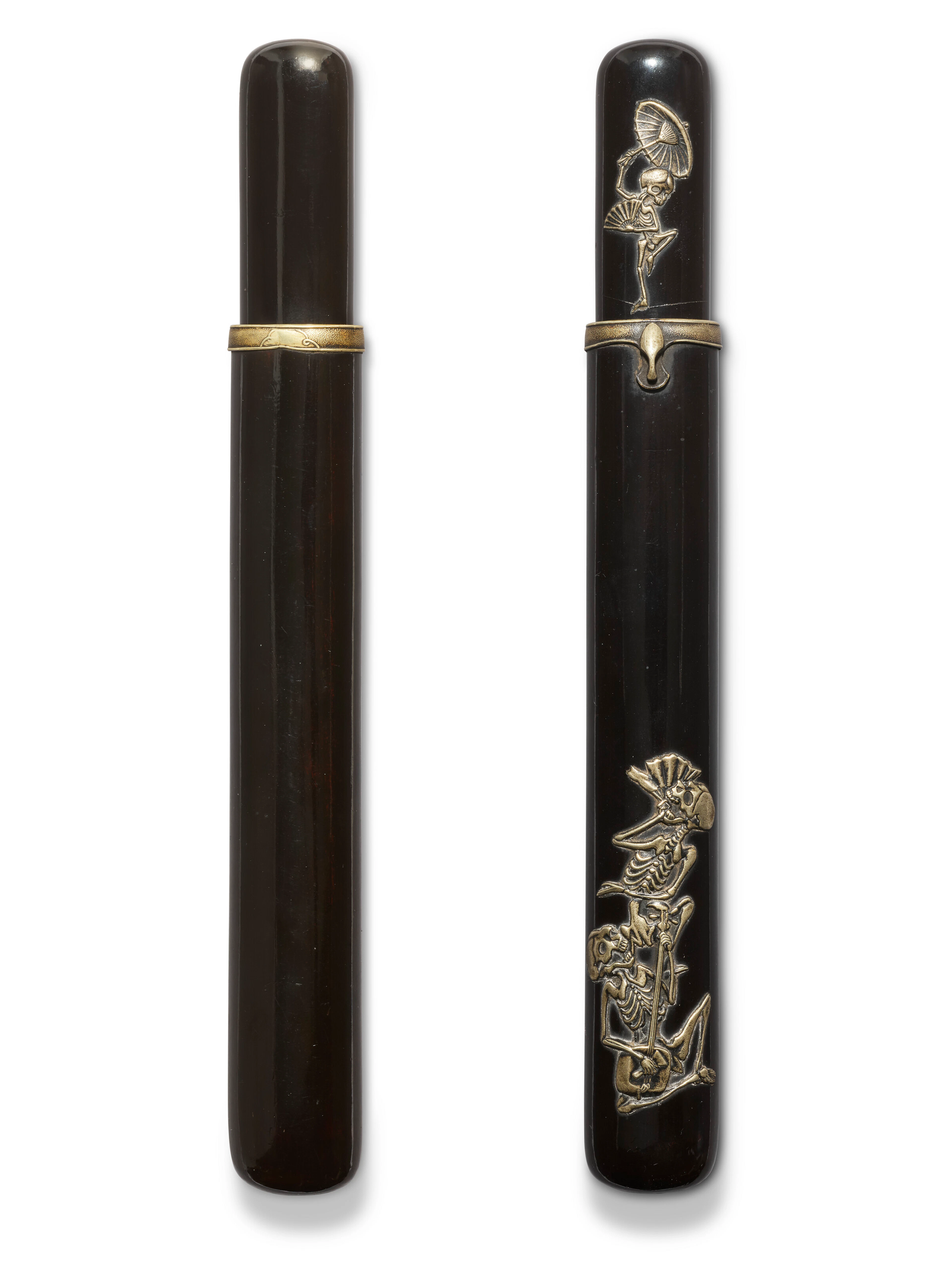 An Inlaid Black Lacquer Kiseruzutsu (Pipe Case)