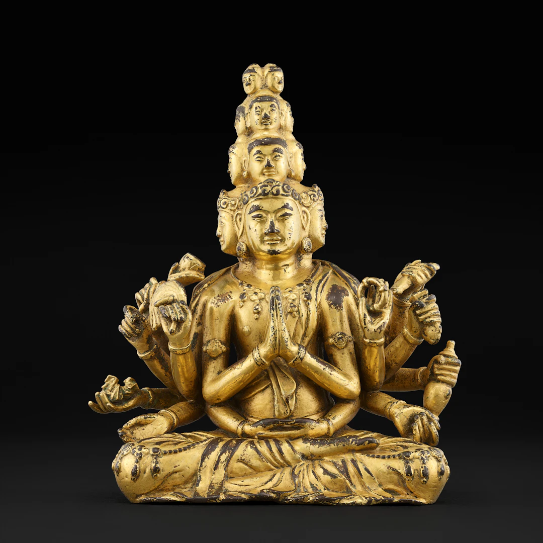 A Gilt-Copper Alloy Figure of an Eleven-Headed Avalokitesvara
