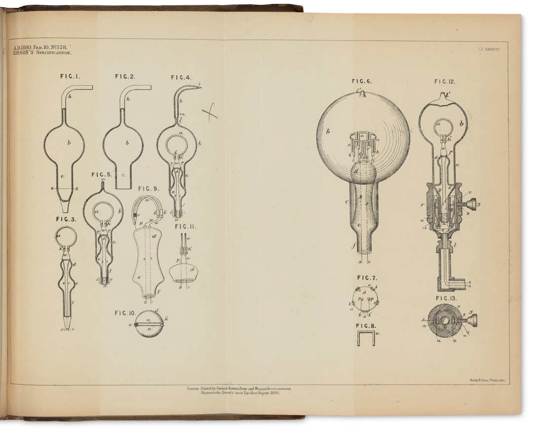 Charles Batchelor's Copies of Edison's British Patents for the Electric Light