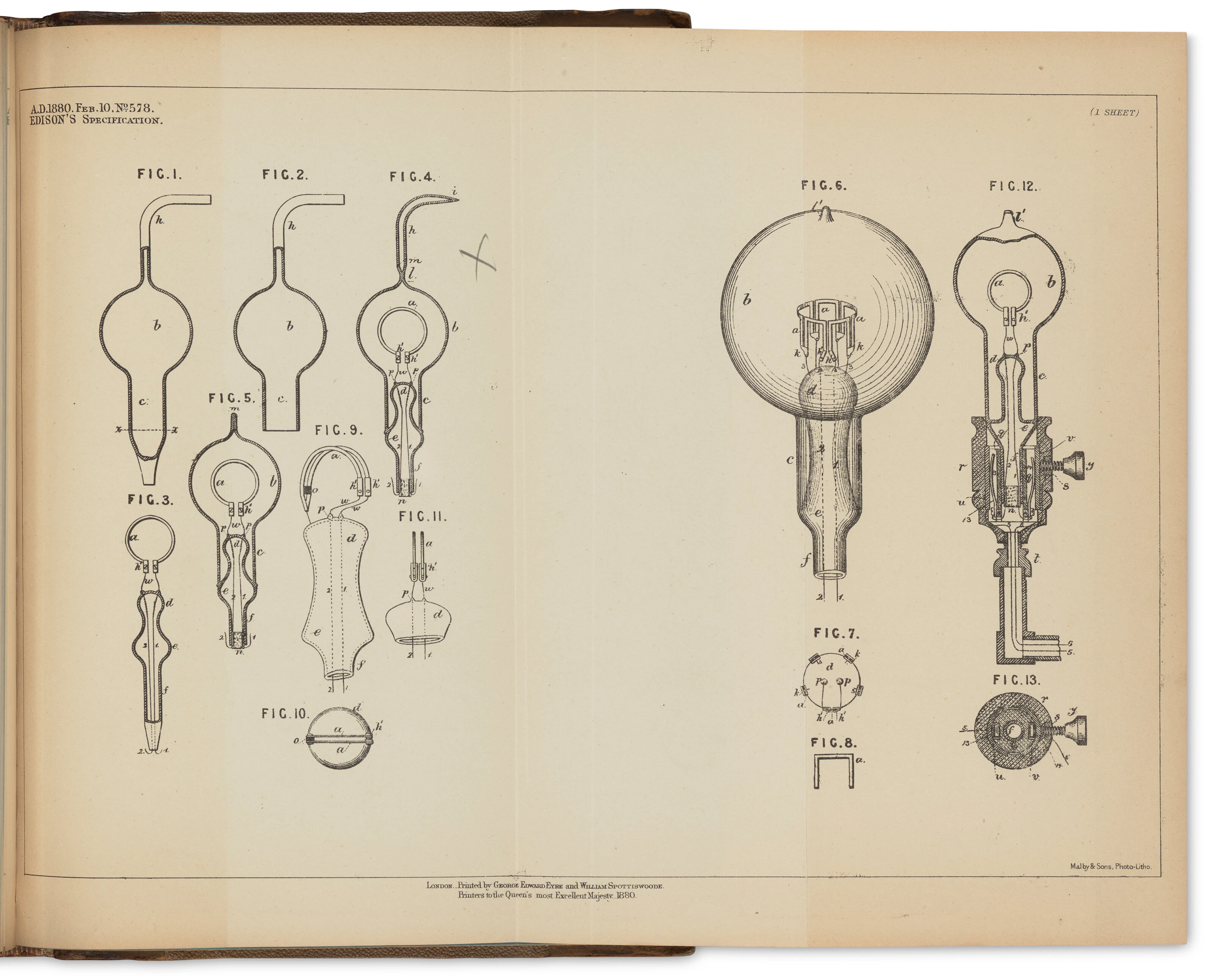 Charles Batchelor's Copies of Edison's British Patents for the Electric Light