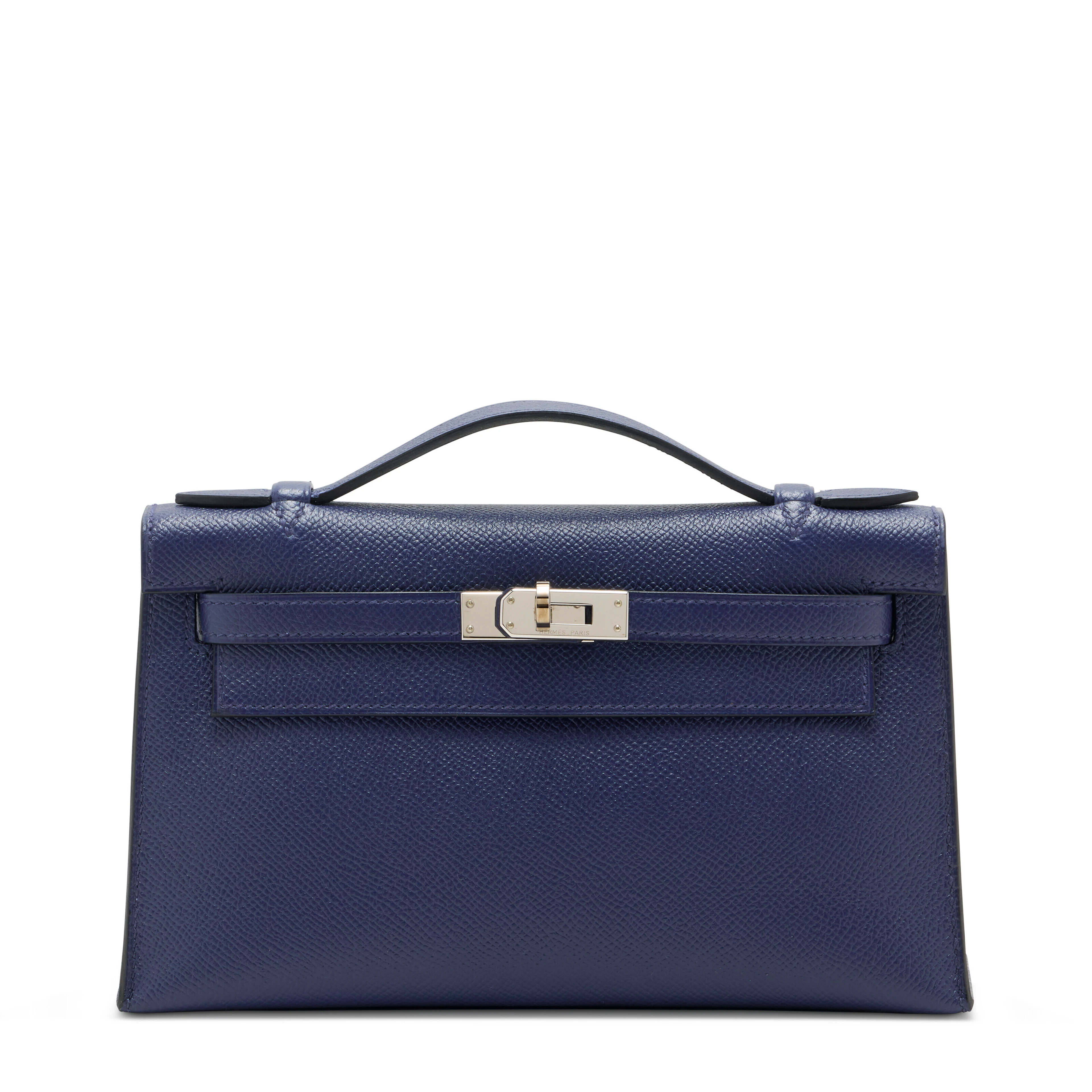 A Bleu Saphir Epsom Leather Kelly Pochette with Palladium Hardware