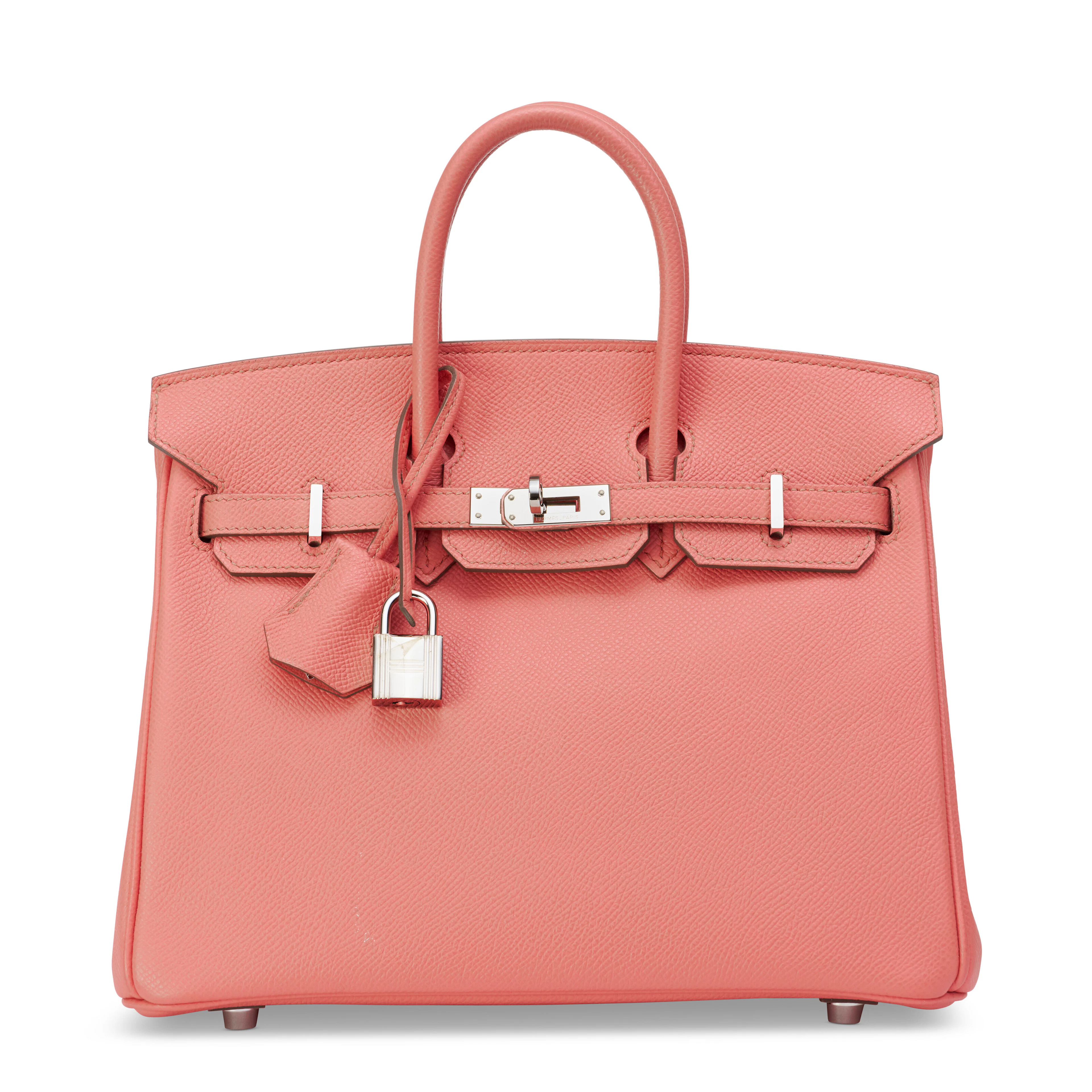 A FLAMINGO EPSOM LEATHER BIRKIN 25 WITH PALLADIUM HARDWARE