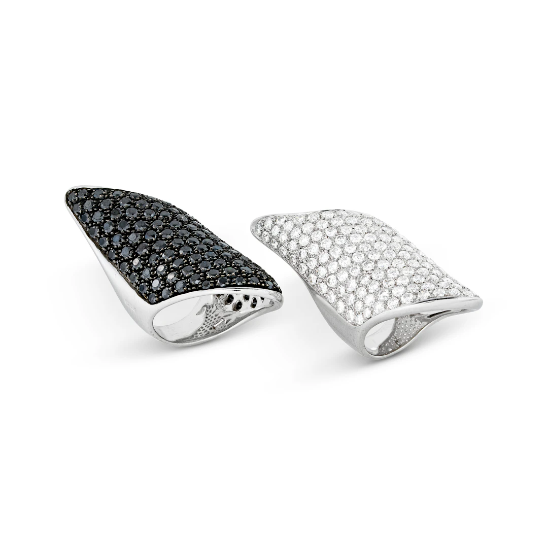 Gavello Pair of Coloured Diamond and Diamond Rings