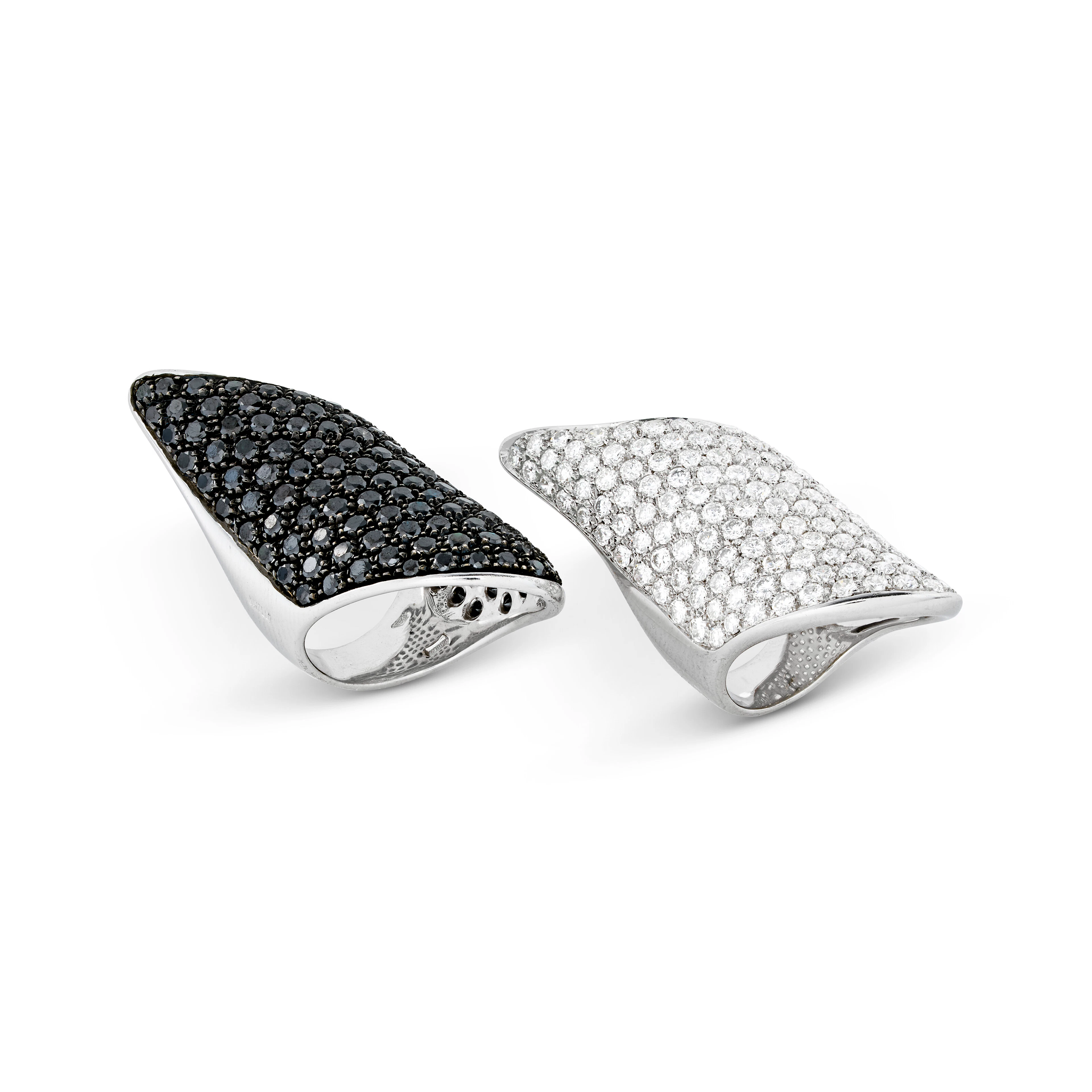 Gavello Pair of Coloured Diamond and Diamond Rings