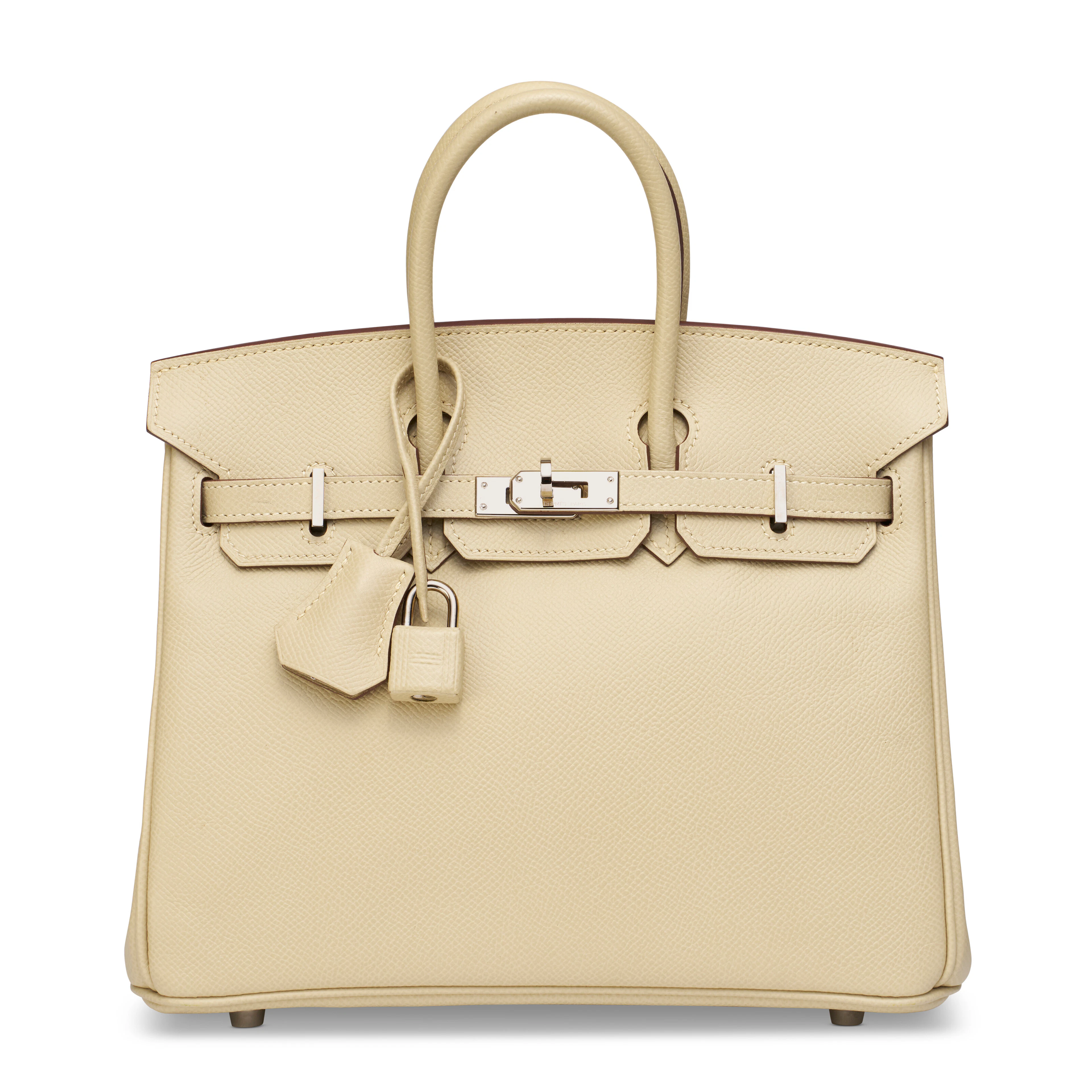 A PARCHEMIN EPSOM LEATHER BIRKIN 25 WITH PALLADIUM HARDWARE