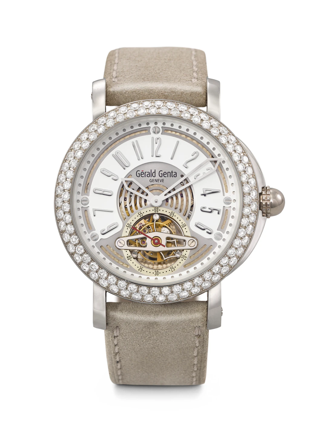 Gerald Genta. A Desirable Platinum and Diamond-Set Automatic Tourbillon