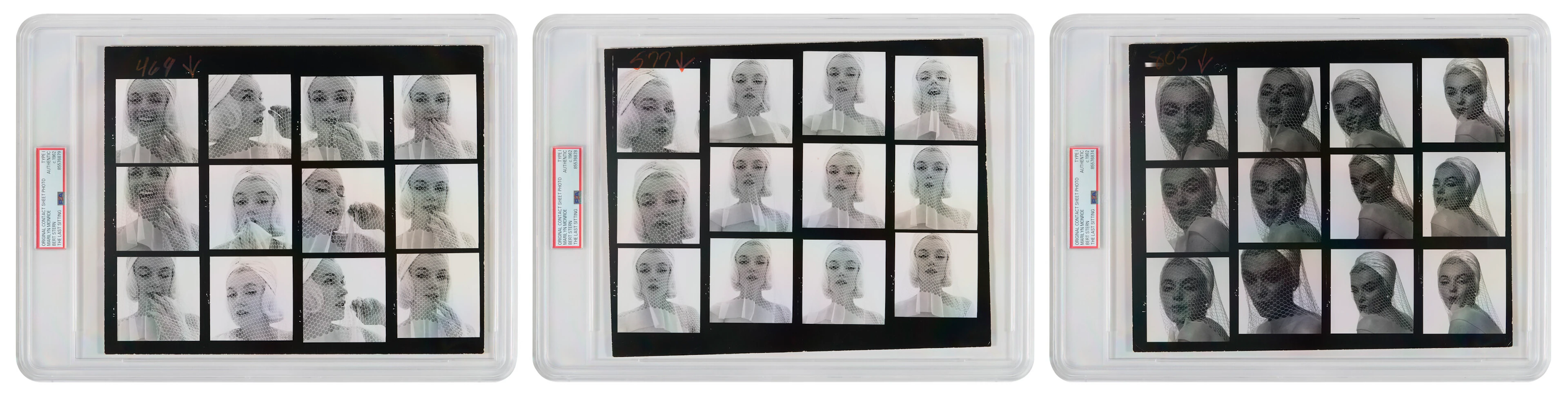 THREE MARILYN MONROE CONTACT SHEETS (PSA/DNA "TYPE I")