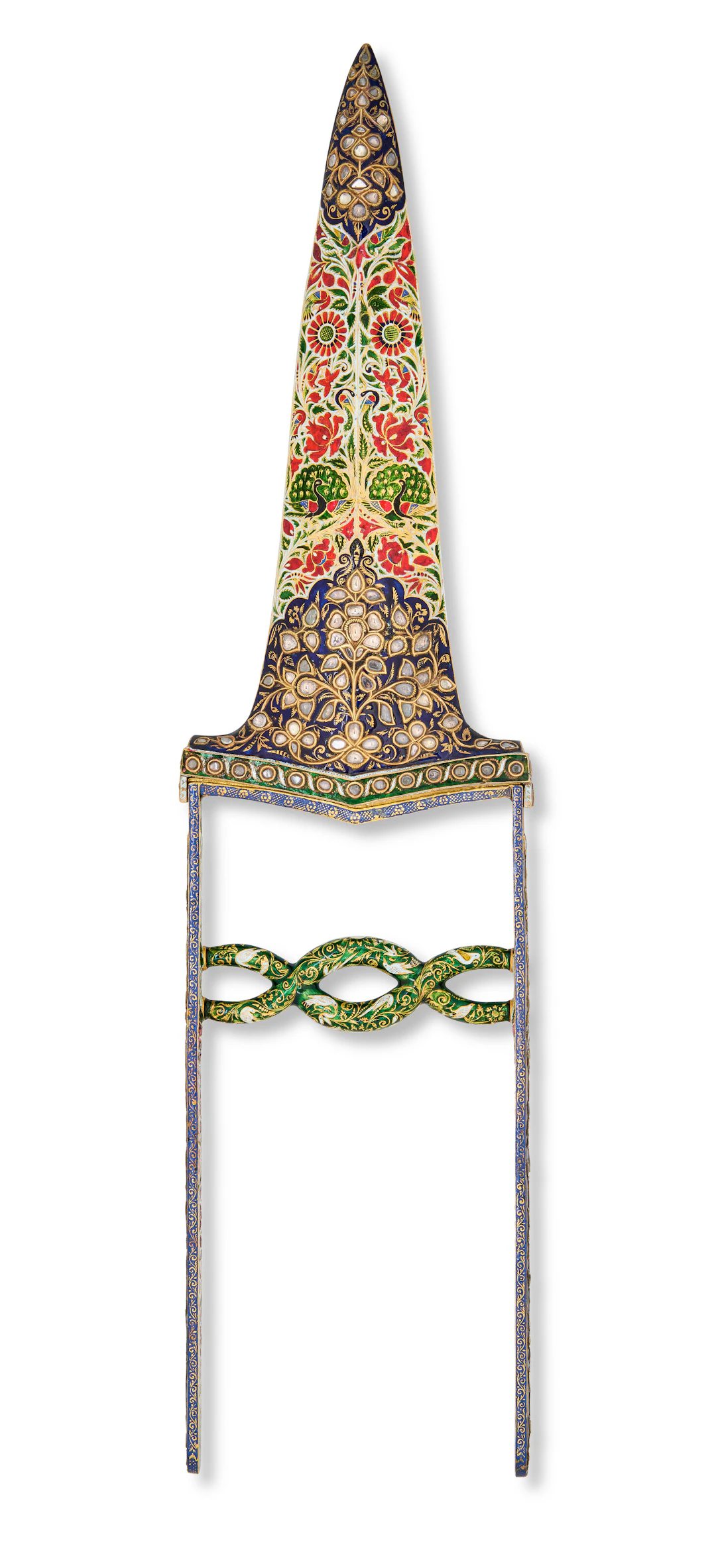 An Exceptional Diamond-Set and Enamelled Push Dagger ( Katar ) with Scabbard
