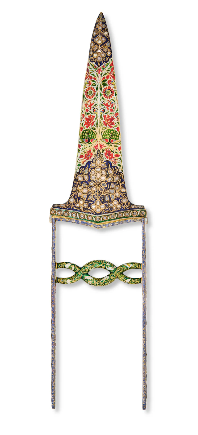 An Exceptional Diamond-Set and Enamelled Push Dagger ( Katar ) with Scabbard