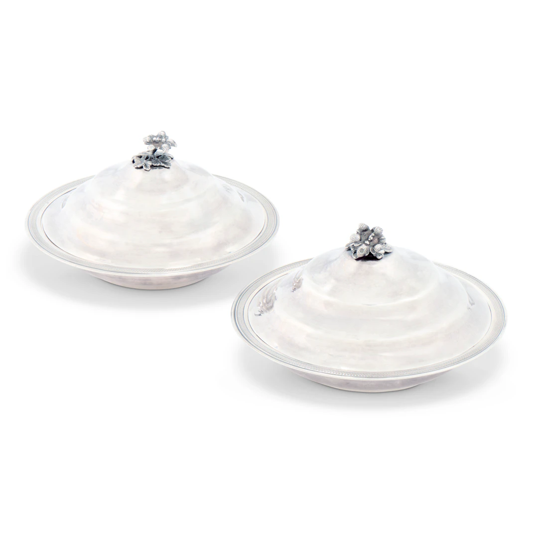 Two Silver Lidded Dishes ( Sahan )