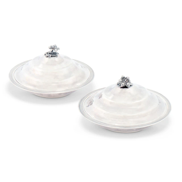 Two Silver Lidded Dishes ( Sahan )