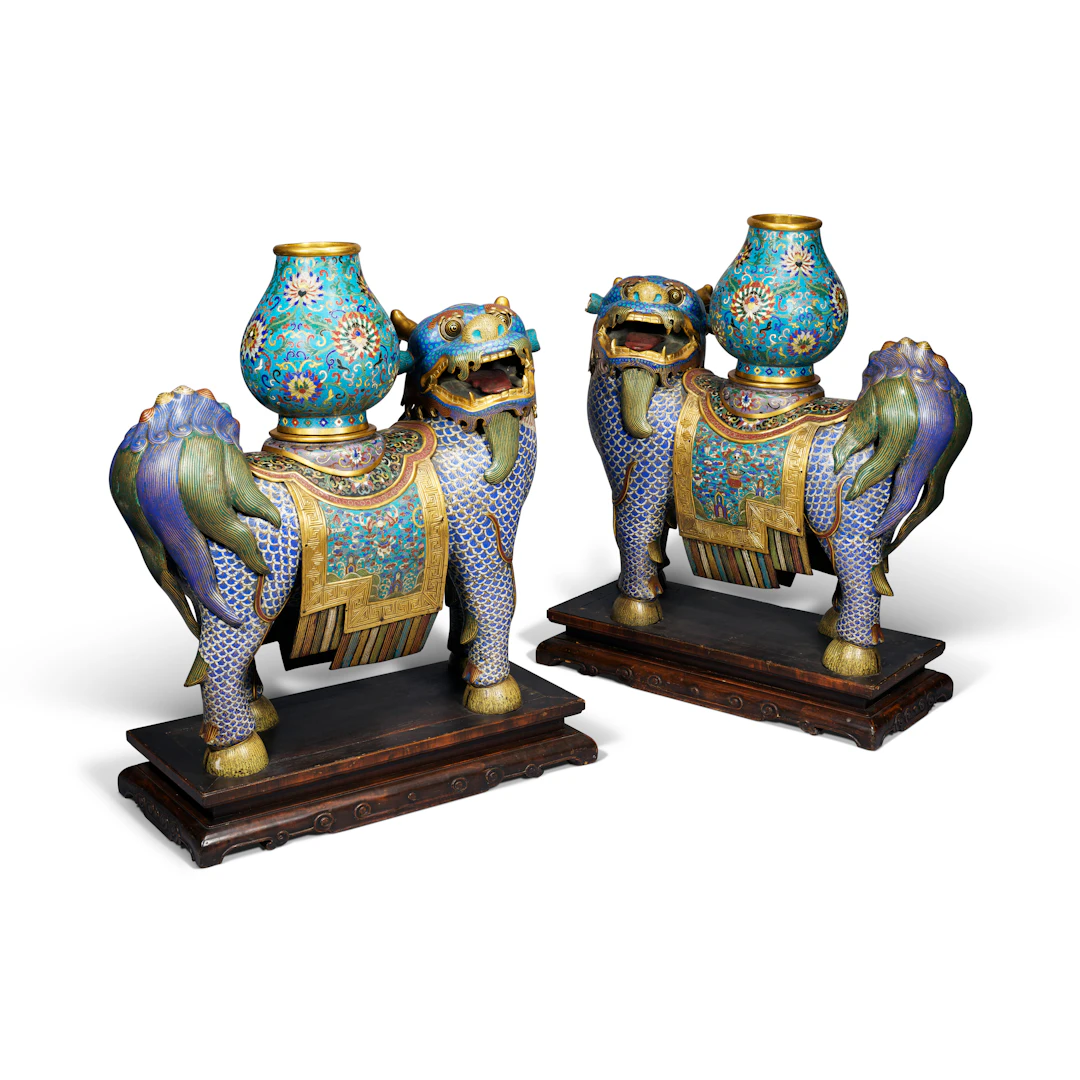 A Pair of Cloisonné Enamel Qilin