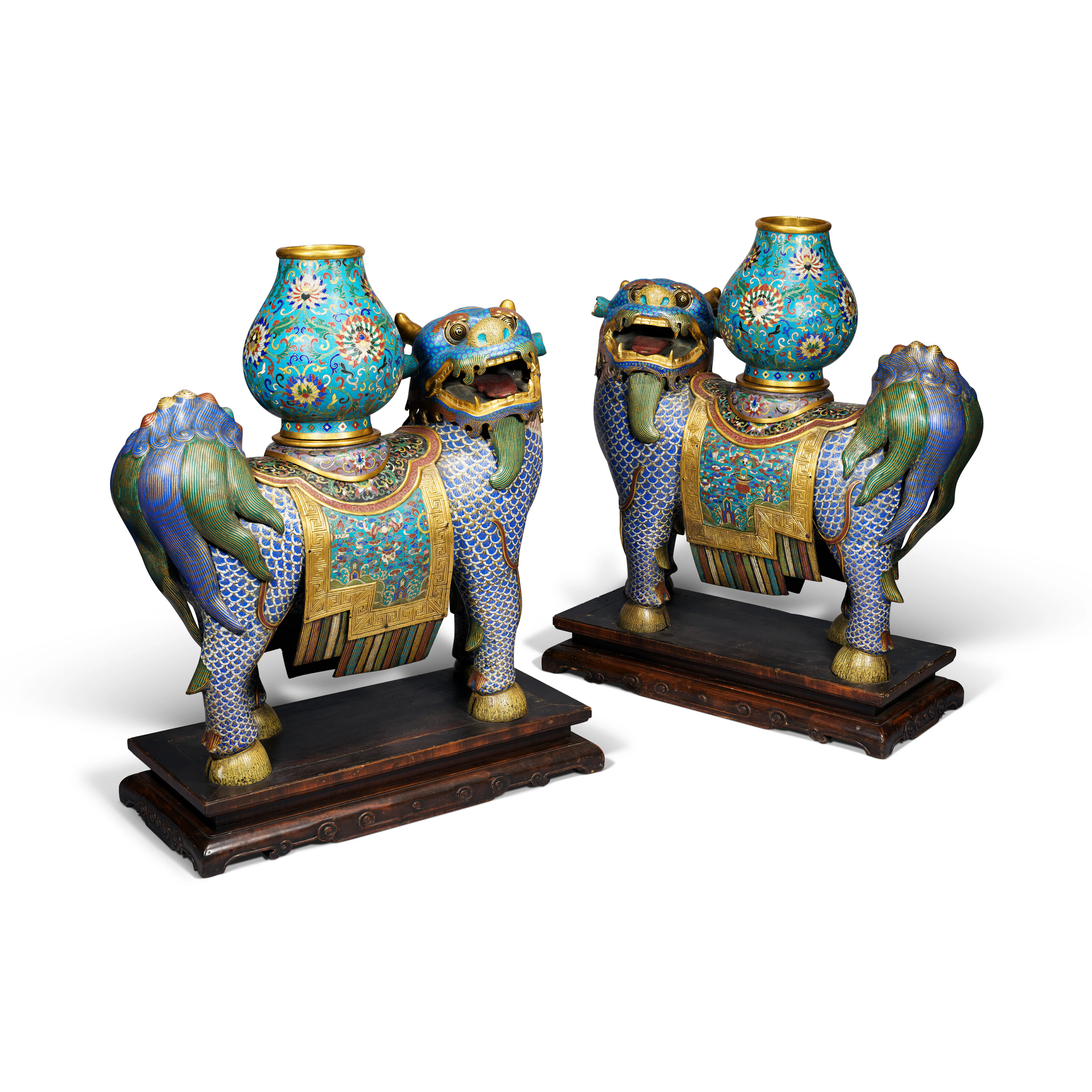 A Pair of Cloisonné Enamel Qilin