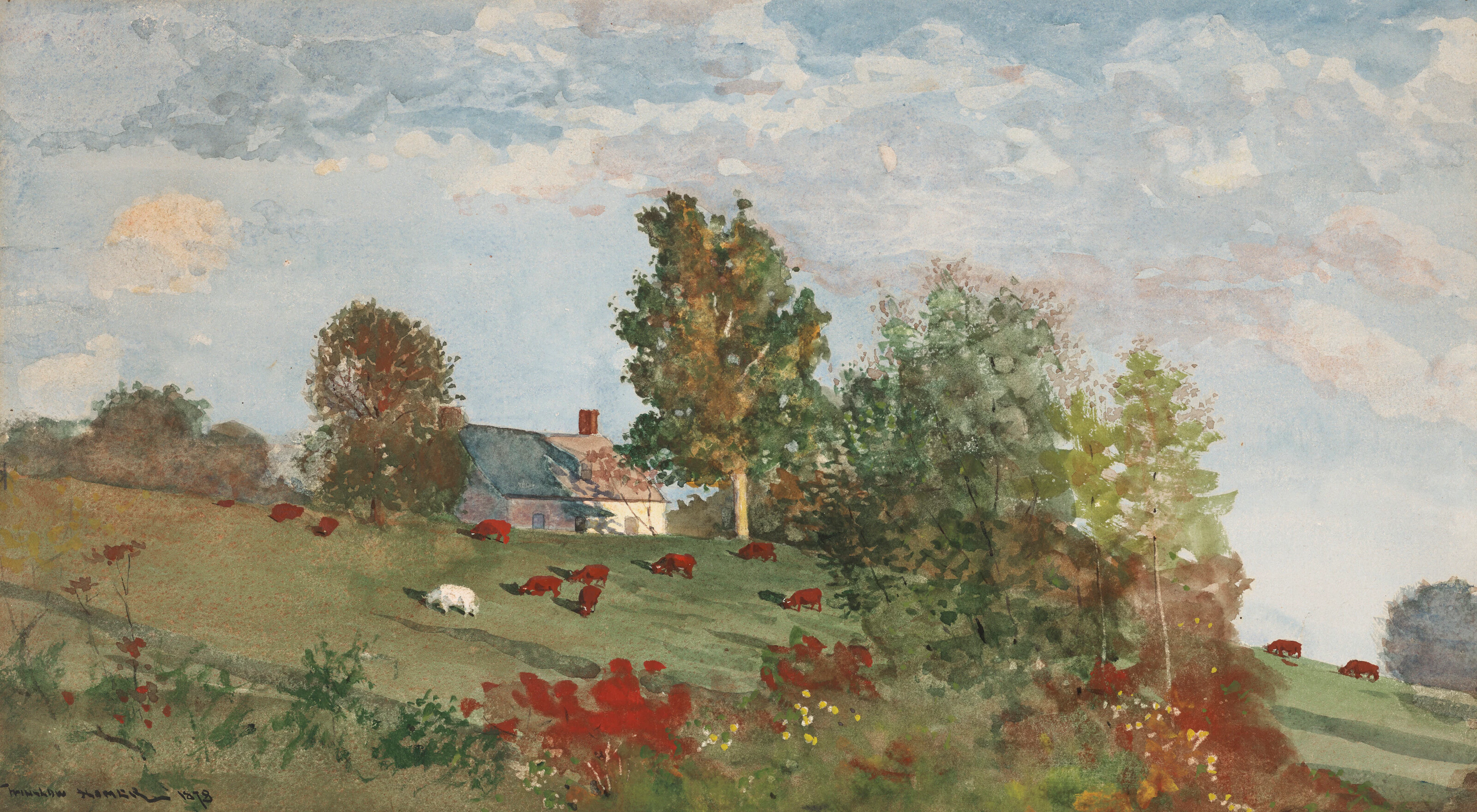 WINSLOW HOMER (1836-1910) Farmhouse on a Hill