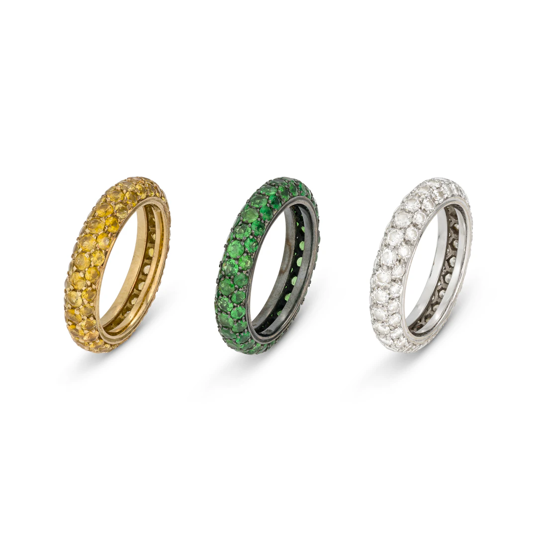 Villa Group of Three Multi-Gem Rings