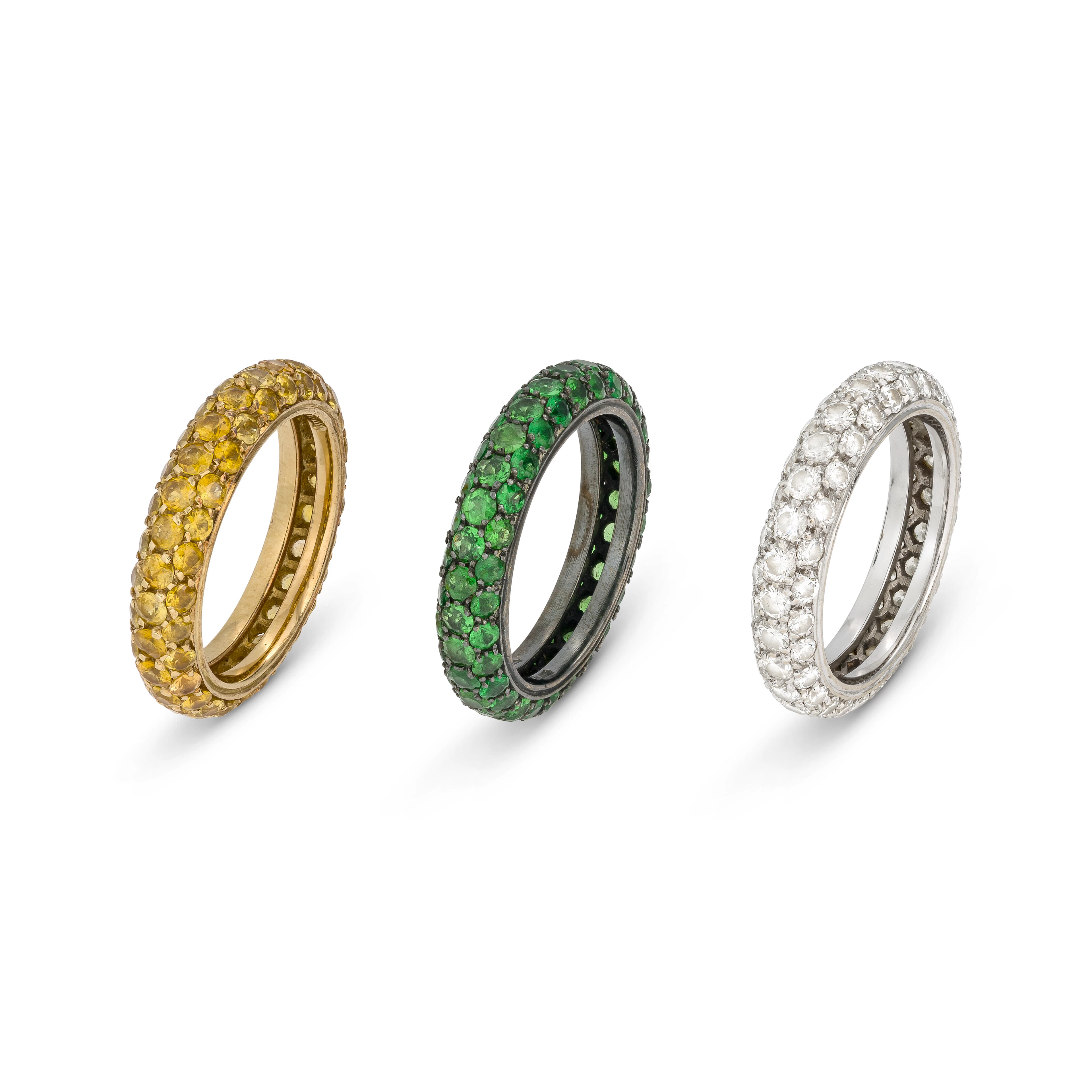 Villa Group of Three Multi-Gem Rings