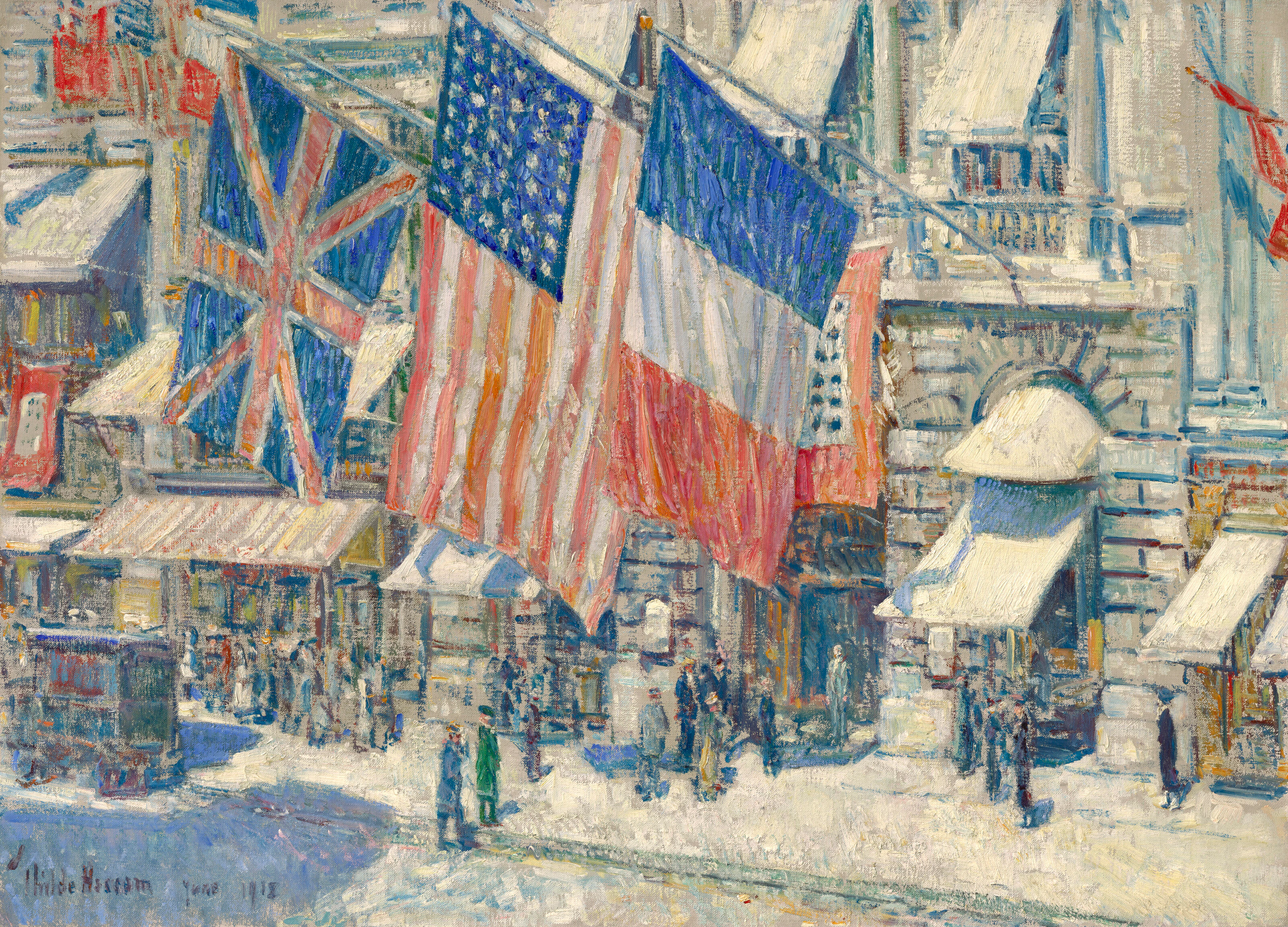 CHILDE HASSAM (1859-1935) Across the Avenue in Sunlight, June 1918