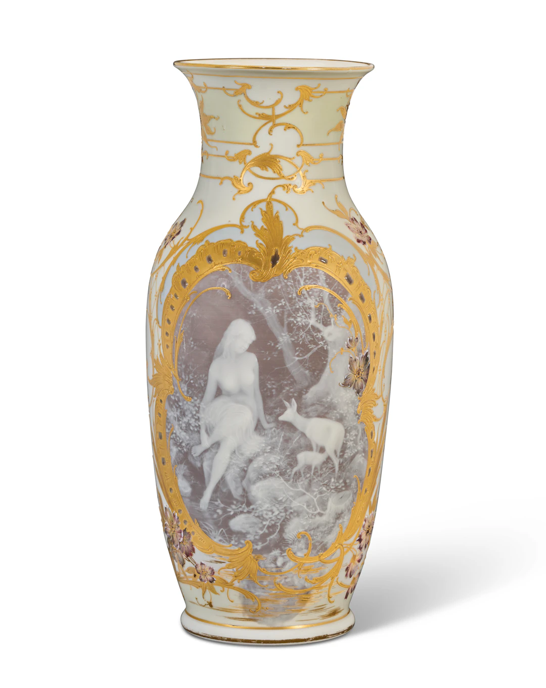 A Berlin (K.p.m.) Porcelain Pate-Sur-Pate, Enameled and 'Jeweled' Vase