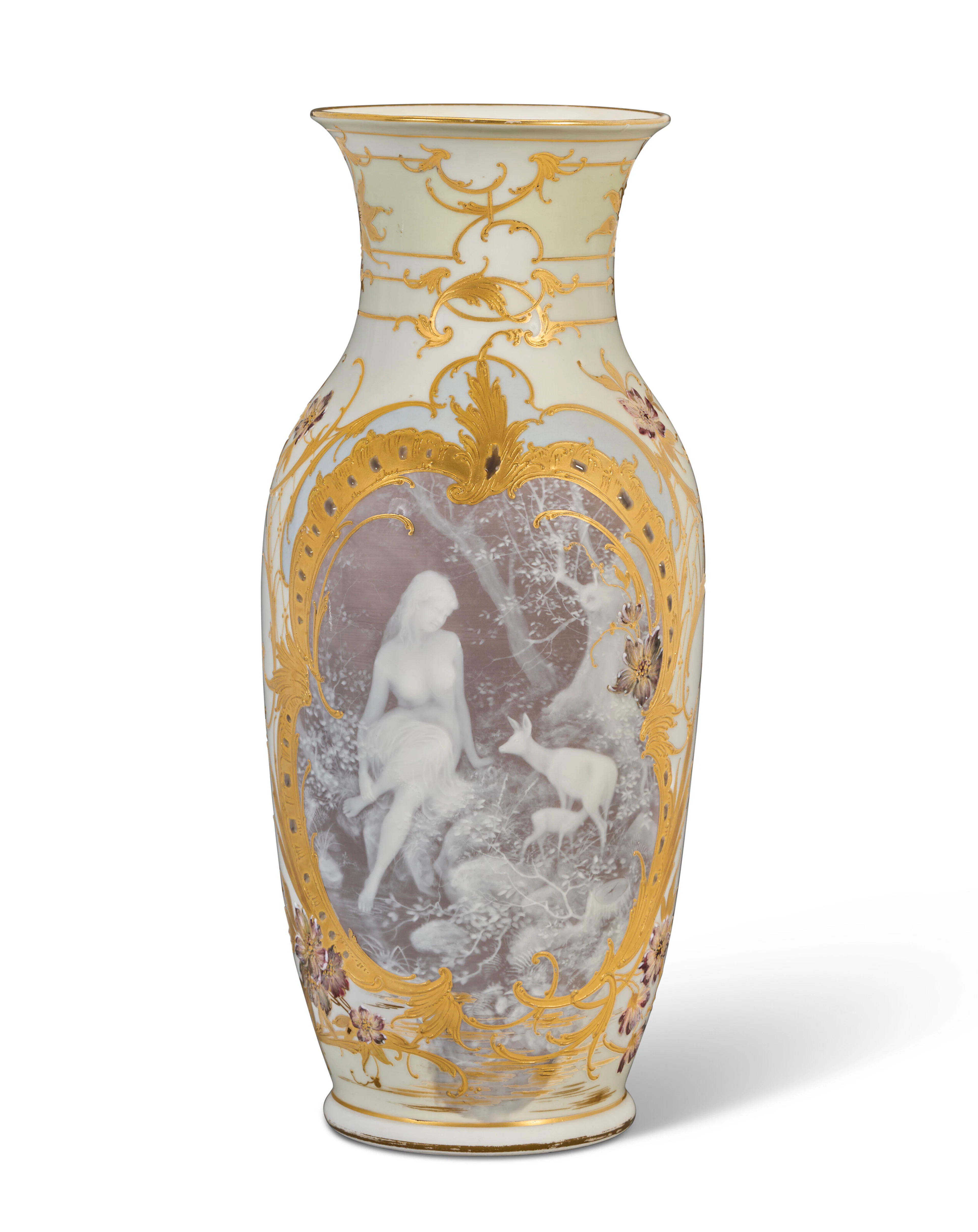 A Berlin (K.p.m.) Porcelain Pate-Sur-Pate, Enameled and 'Jeweled' Vase